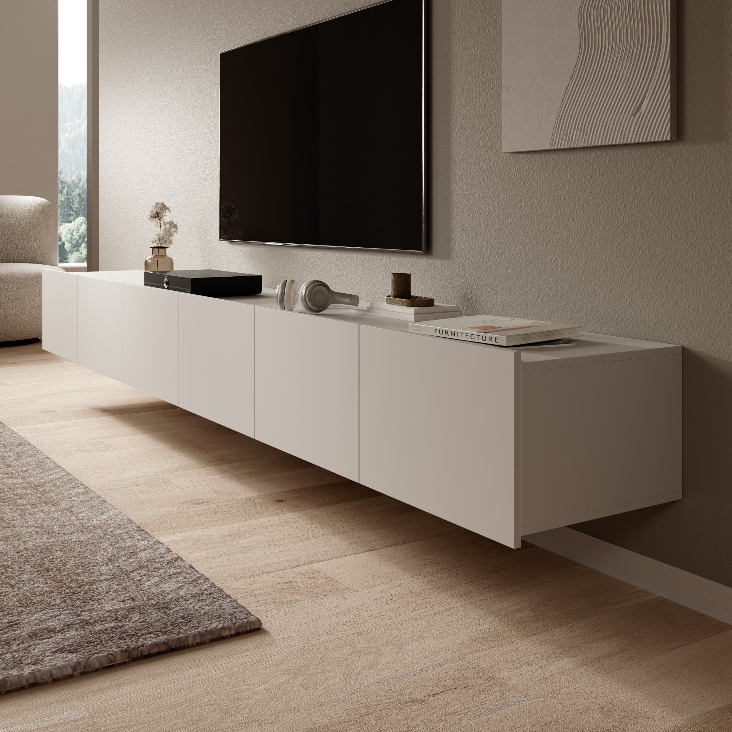 Calgary - TV-Meubel - met 6 deuren - Beige - 300x43x37 cm