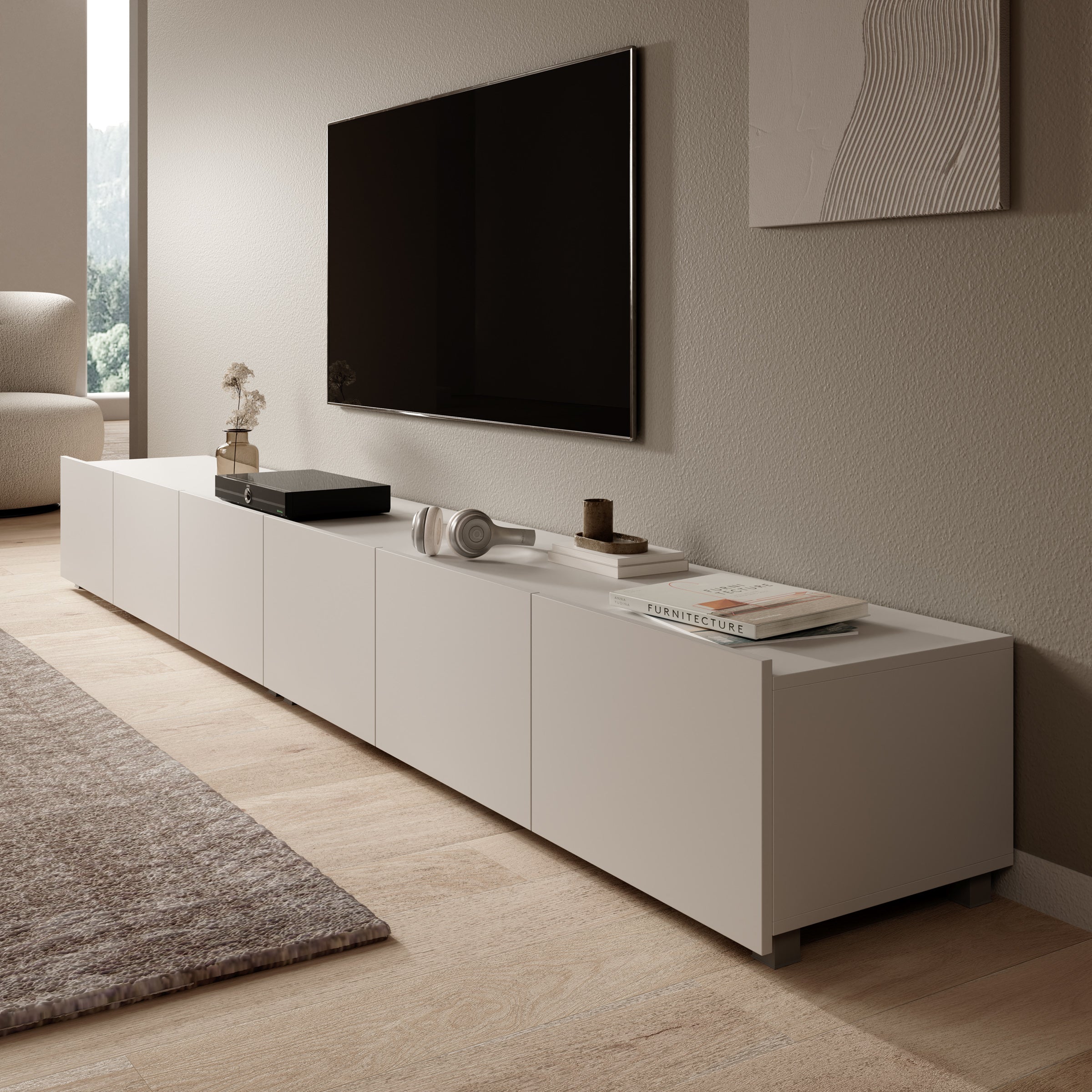 Calgary - TV-Meubel - met 6 deuren - Beige - 300x43x37 cm