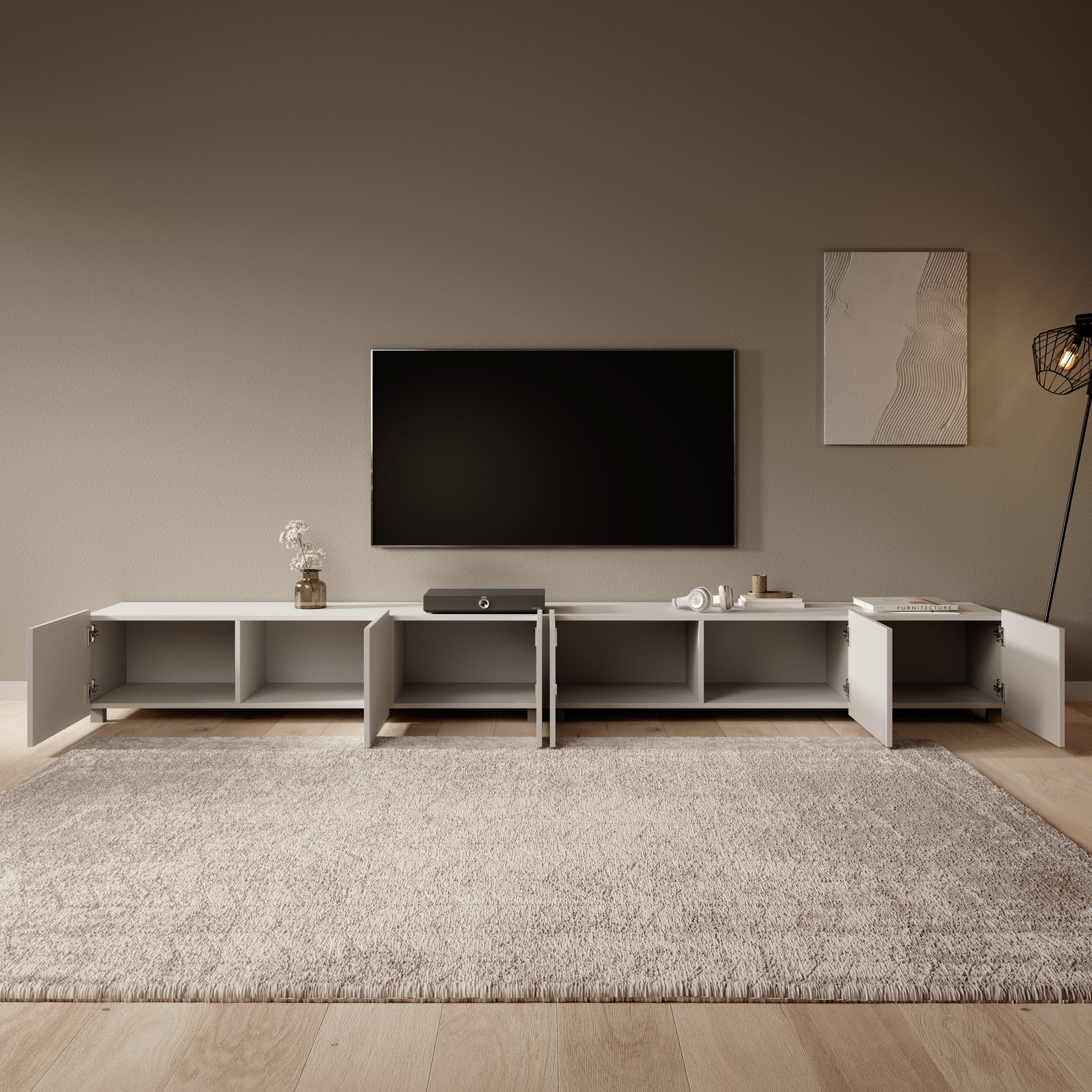 Calgary - TV-Meubel - met 6 deuren - Beige - 300x43x37 cm