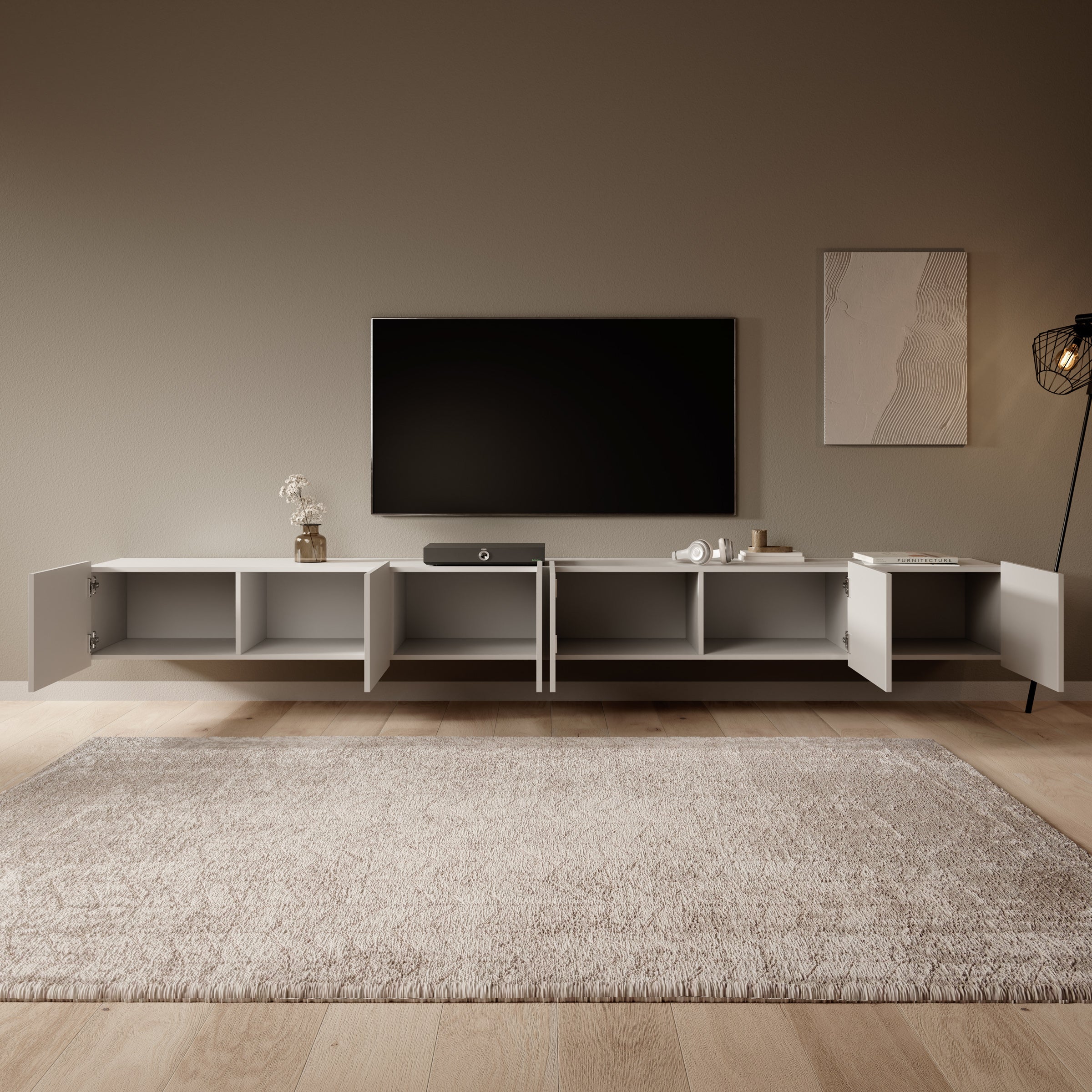 Calgary - TV-Meubel - met 6 deuren - Beige - 300x43x37 cm