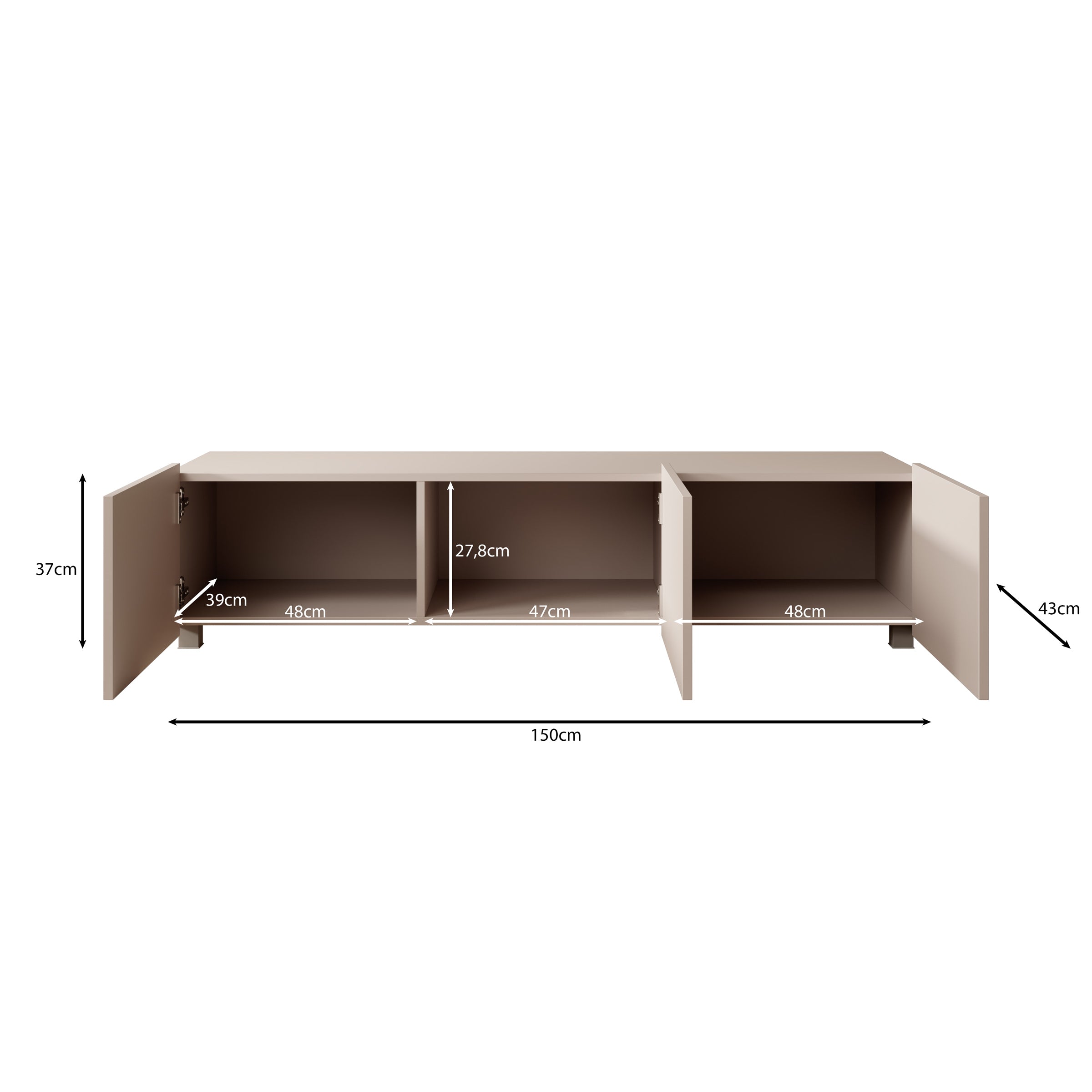 Calgary - TV-Meubel met 3 deuren - Beige - 150 cm