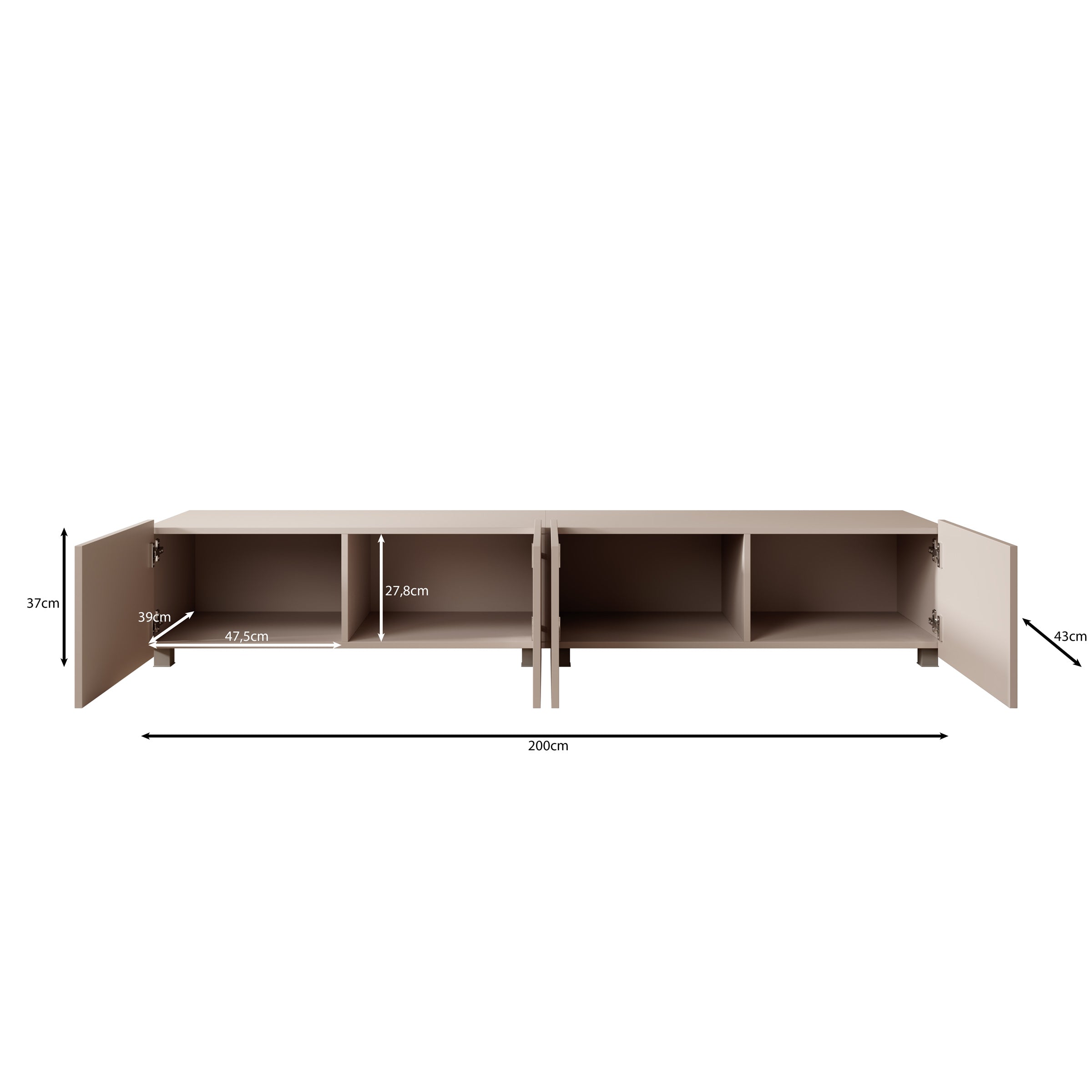 Calgary - TV-Meubel met 4 deuren - Beige - 200 cm