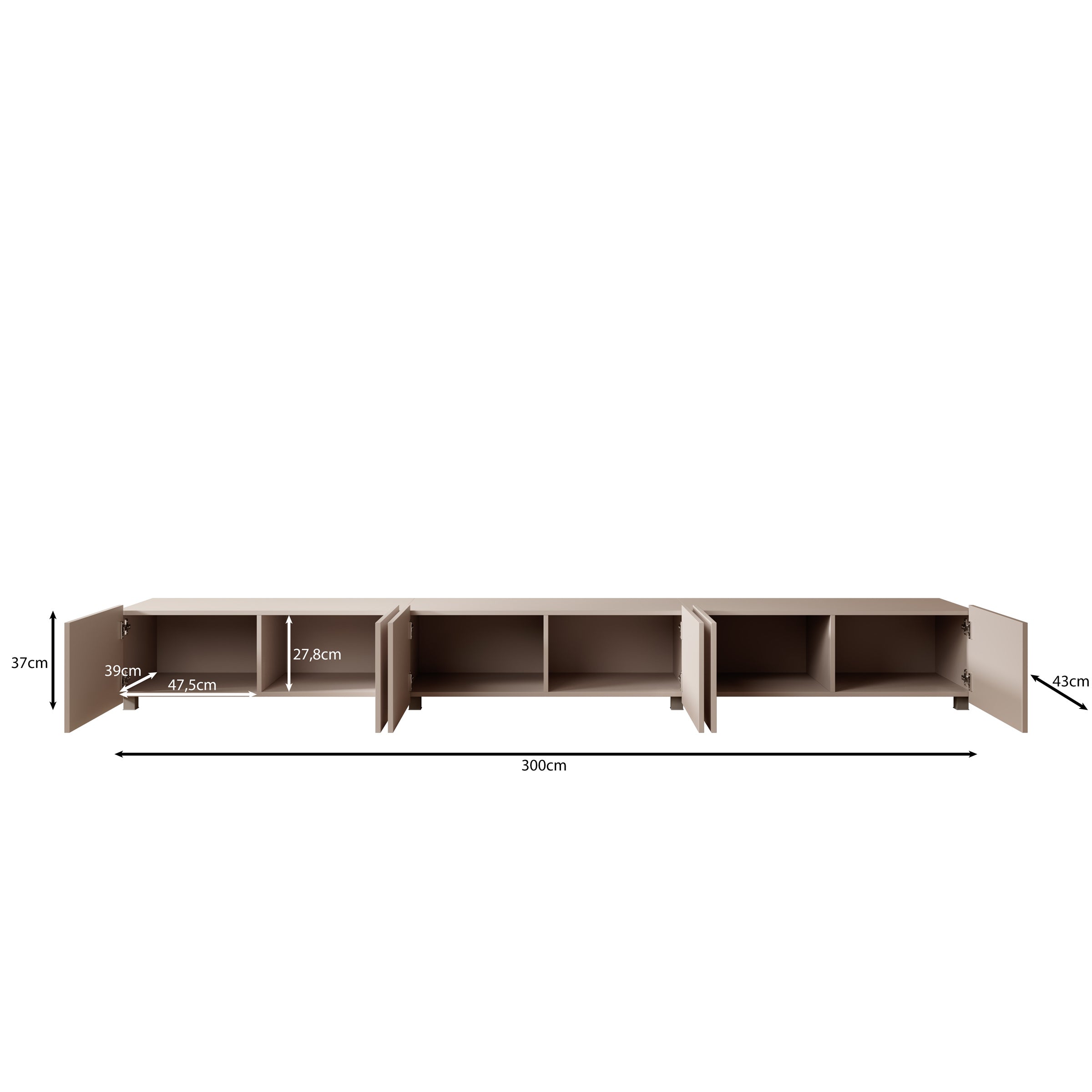 Calgary - TV-Meubel met 6 deuren - Beige - 300 cm