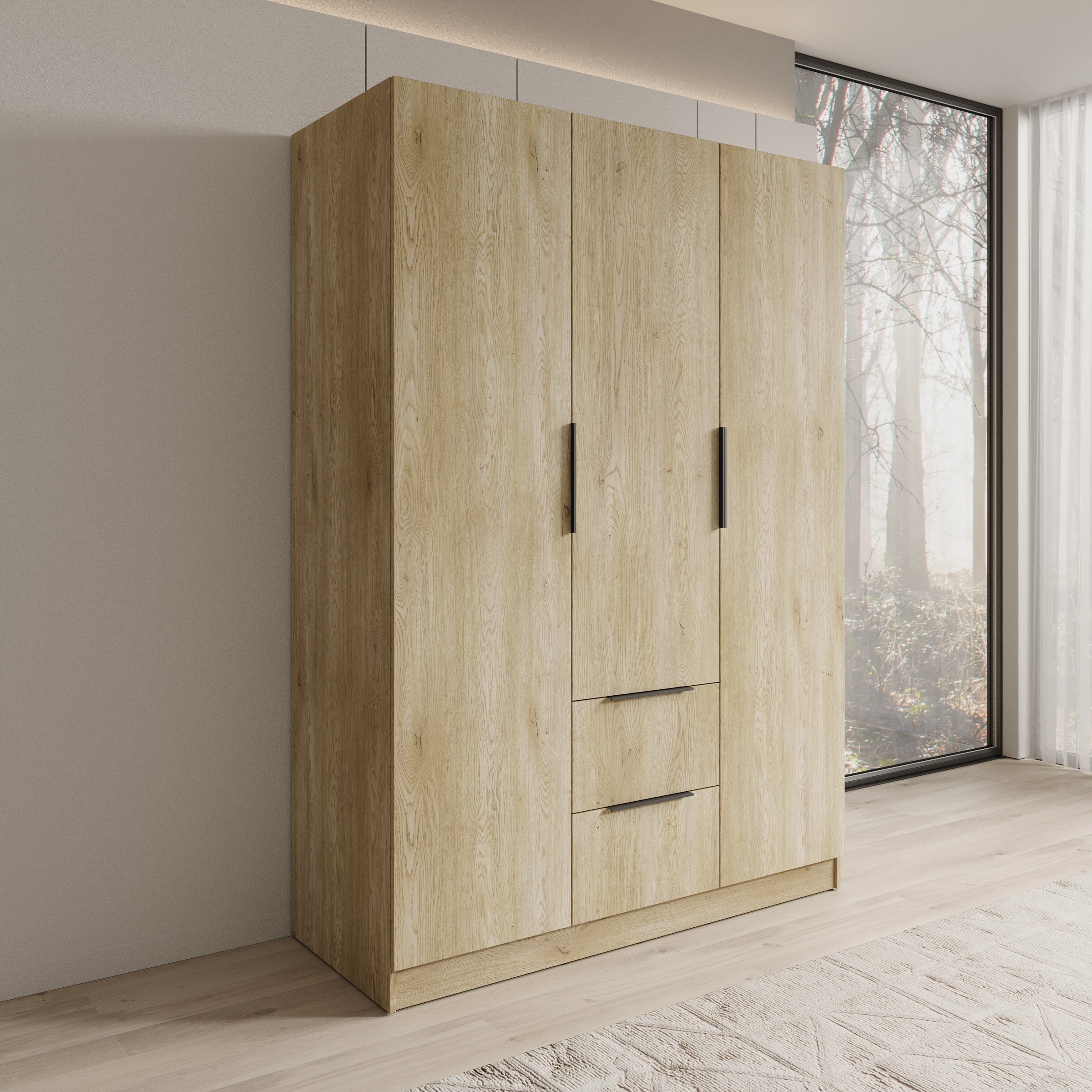 Caliero - Kledingkast 3-deurs - Eikenpatroon - 150x60x216 cm