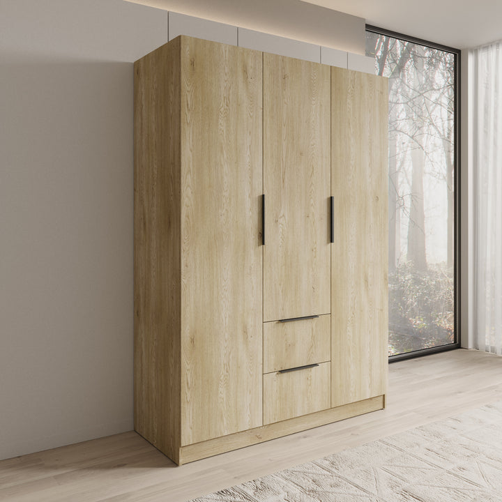 Caliero - Kledingkast 3-deurs - Eikenpatroon - 150x60x216 cm