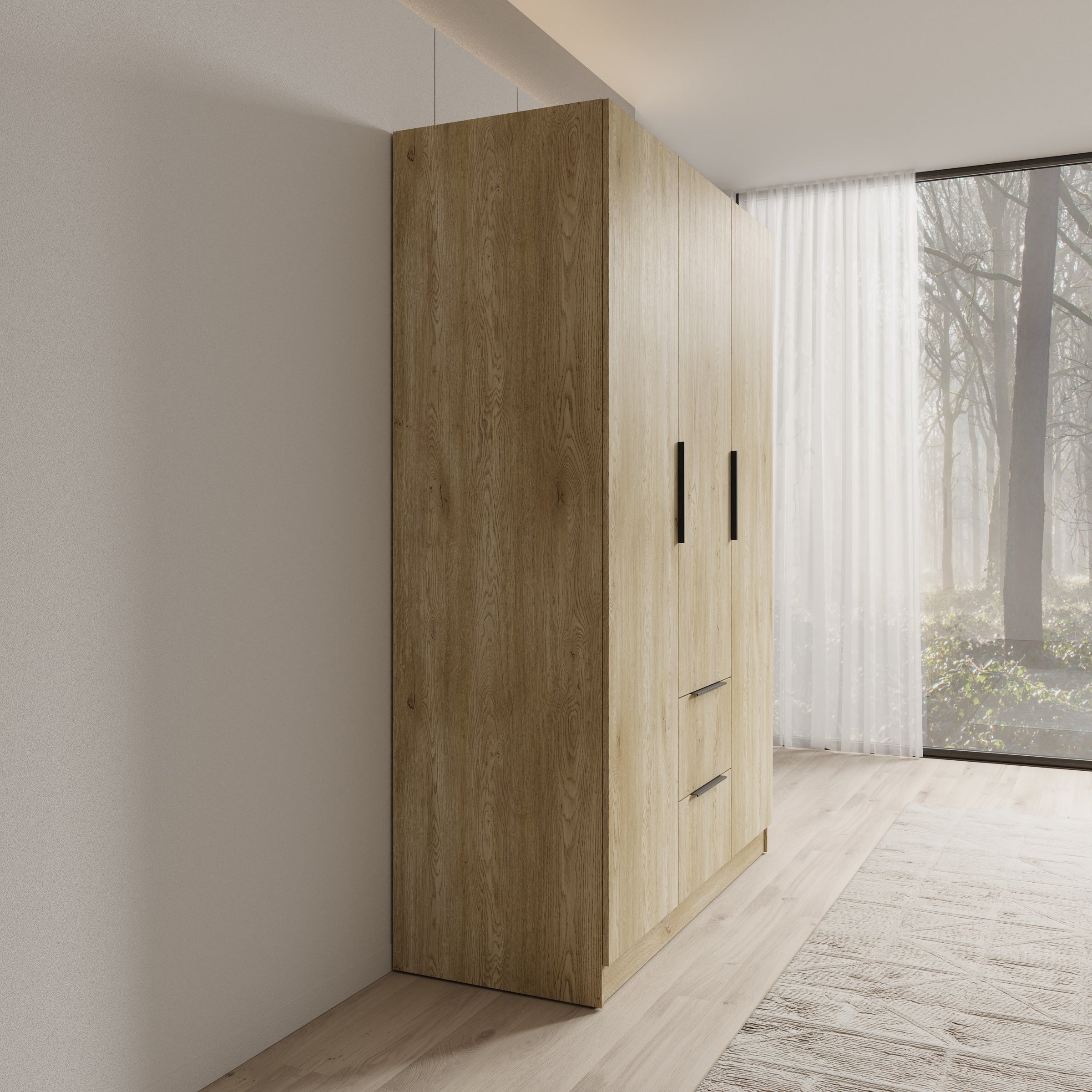 Caliero - Kledingkast 3-deurs - Eikenpatroon - 150x60x216 cm