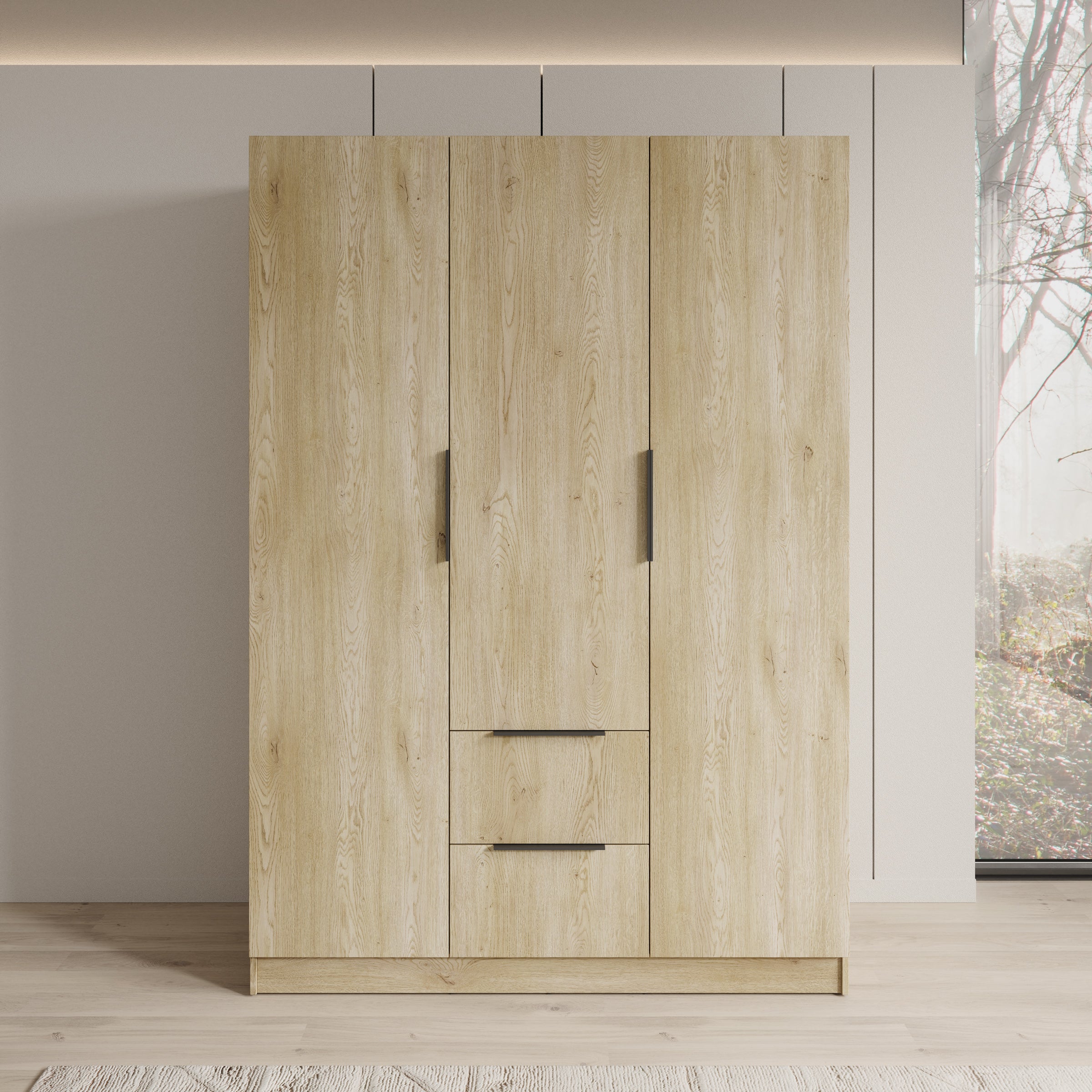 Caliero - Kledingkast 3-deurs - Eikenpatroon - 150x60x216 cm