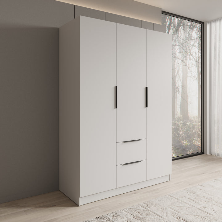 Caliero - Kledingkast 3-deurs - Wit - 150x60x216 cm