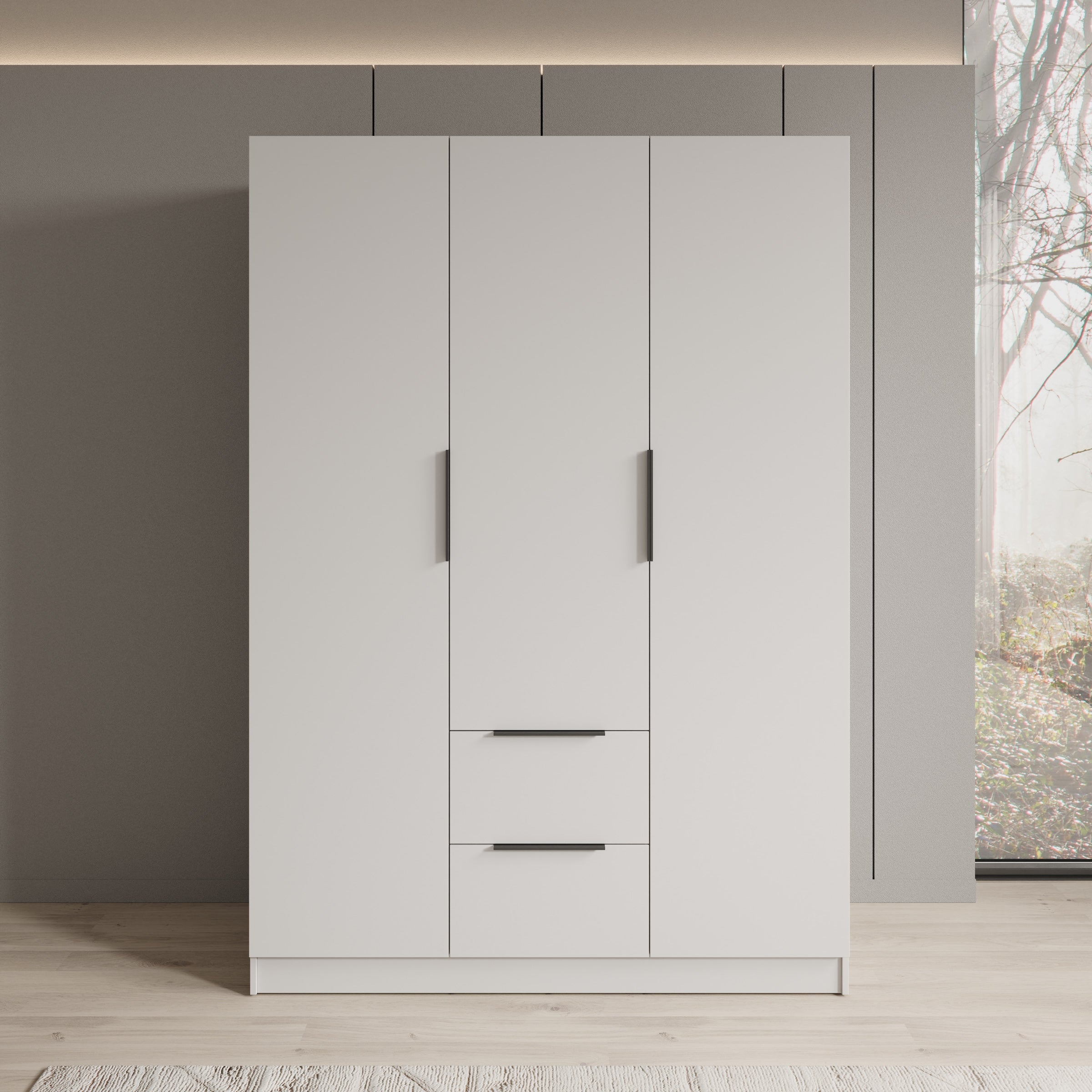 Caliero - Kledingkast 3-deurs - Wit - 150x60x216 cm