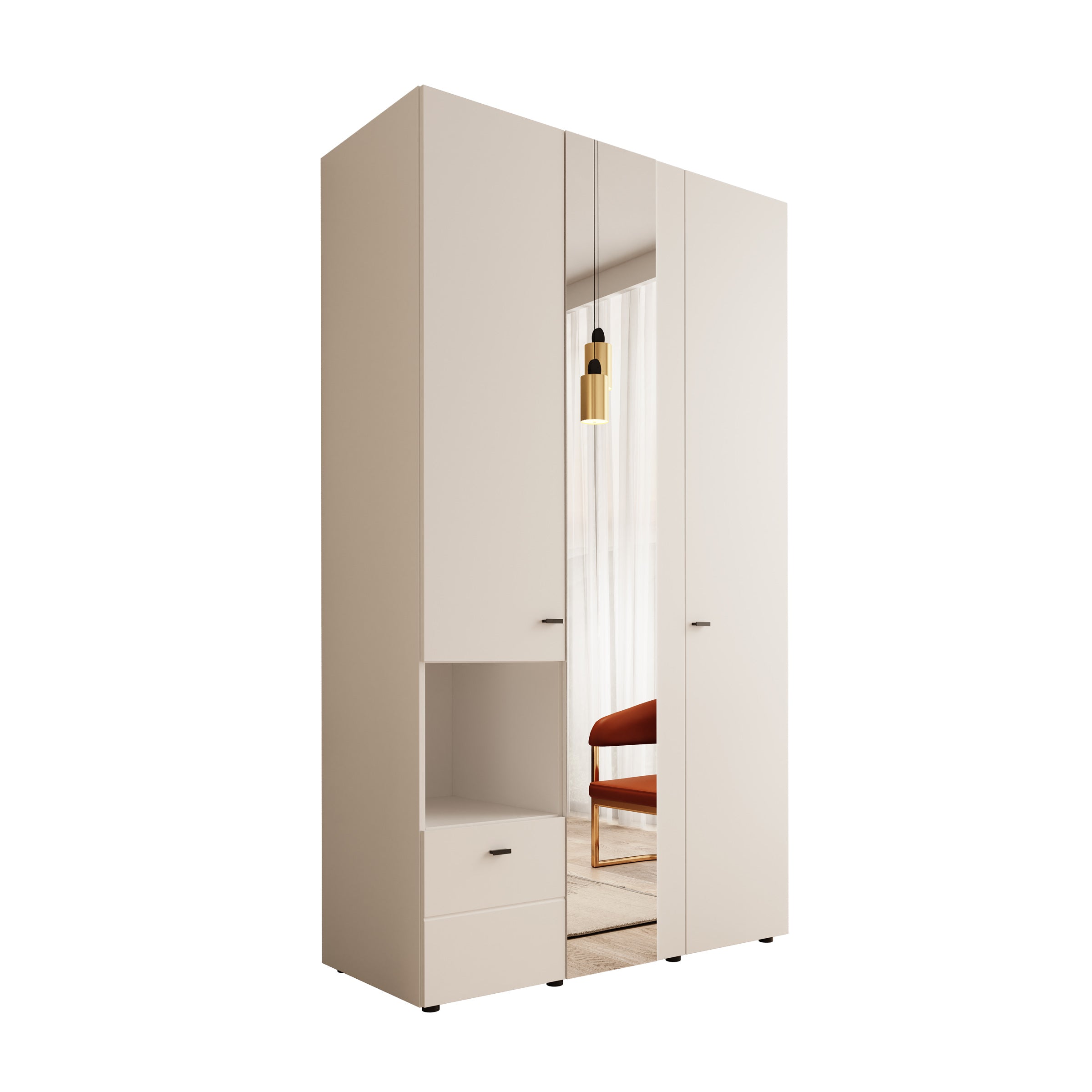 Calista - Kledingkast met 3 deuren - Wit - 117x52x208 cm