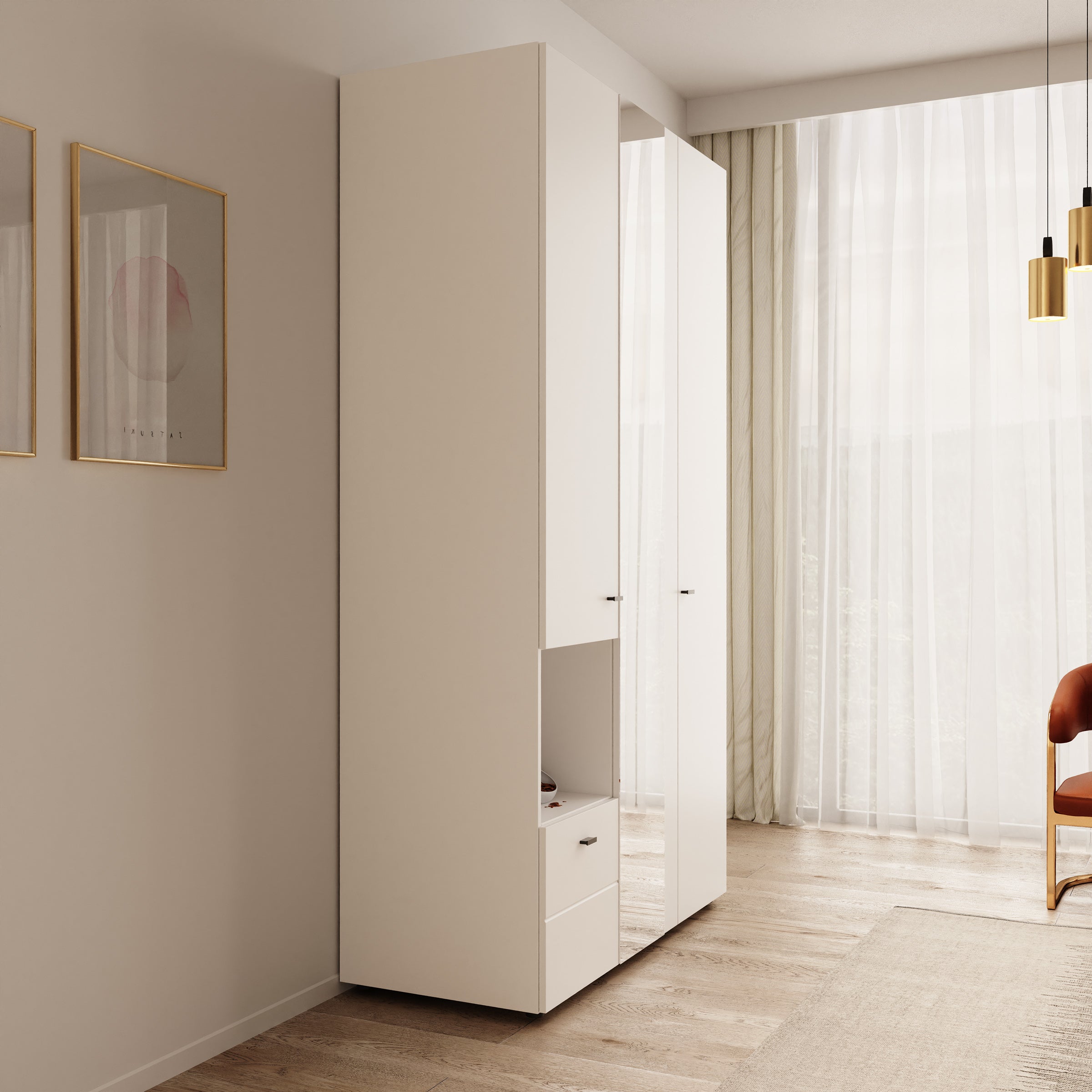 Calista - Kledingkast met 3 deuren - Wit - 117x52x208 cm