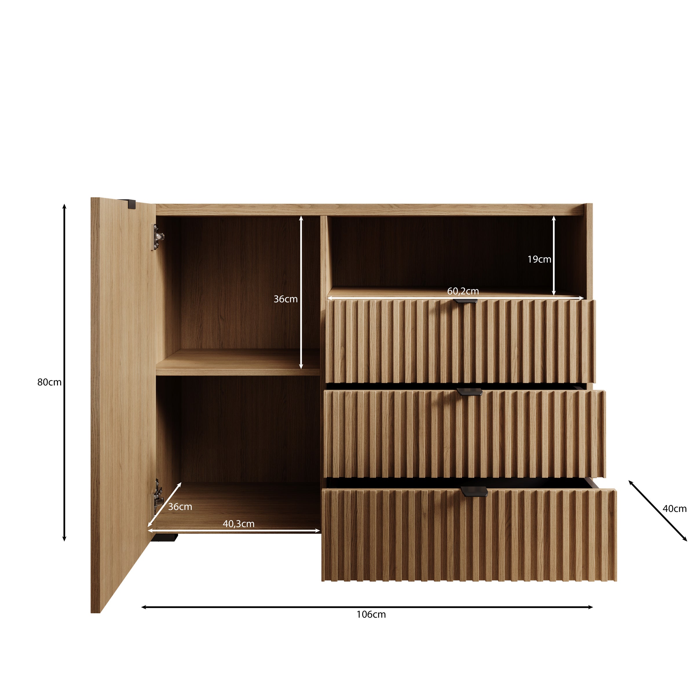 Callahan - Dressoir - Eiken - 106x40x80 cm