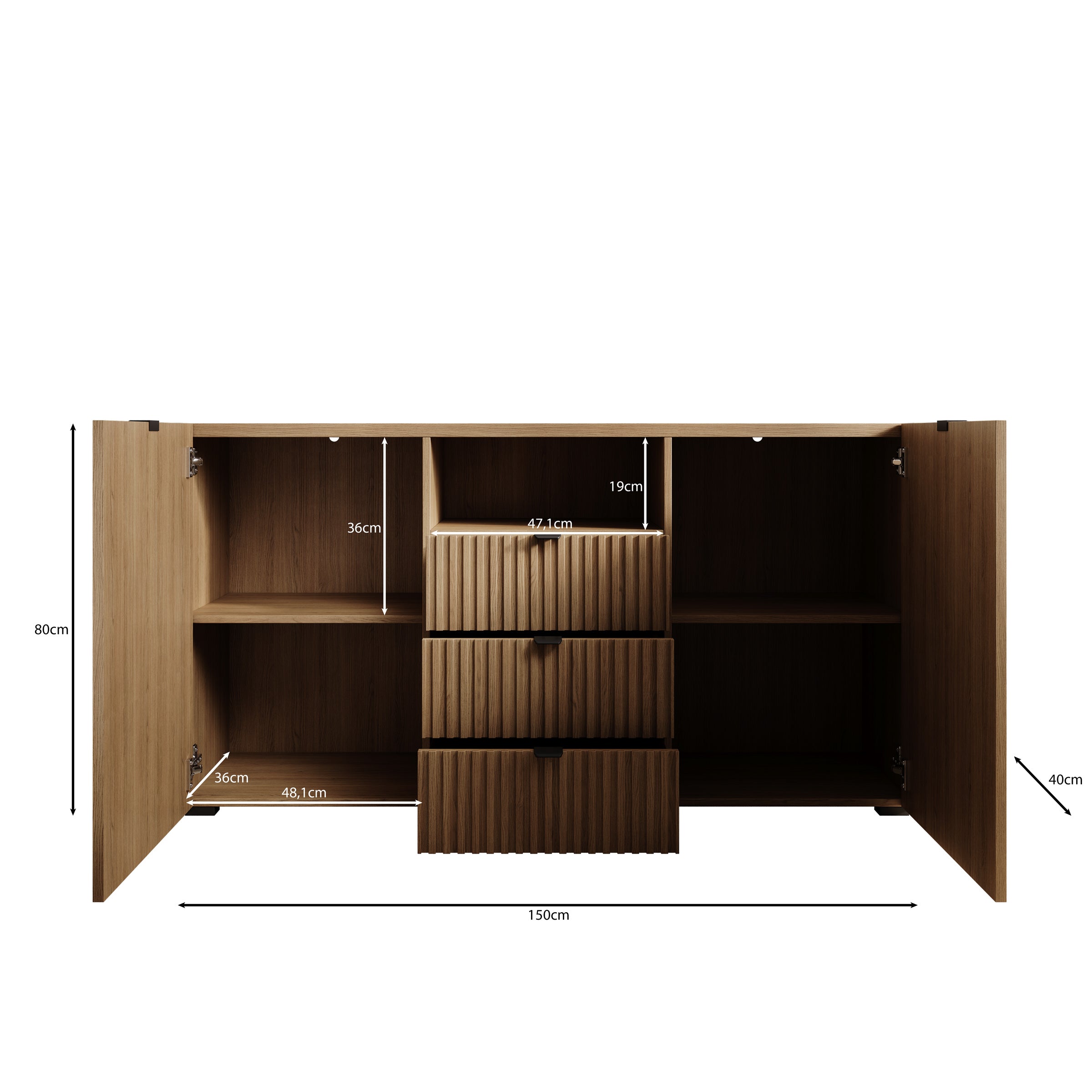 Callahan - Dressoir - Eiken - 150x40x80 cm