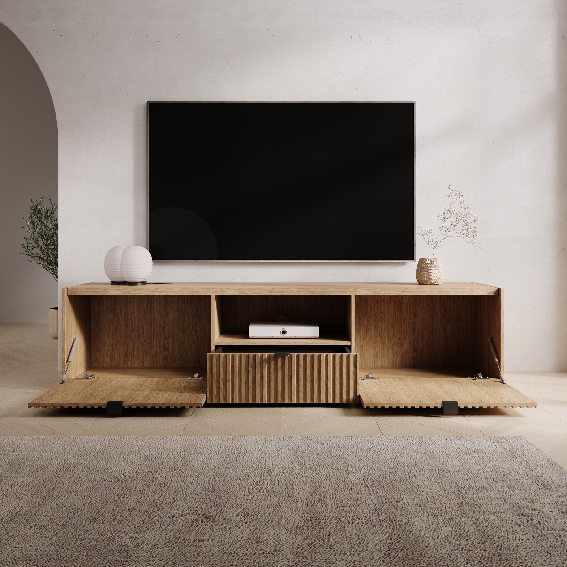 Callahan - TV-Meubel - Eiken - 179x40x42 cm