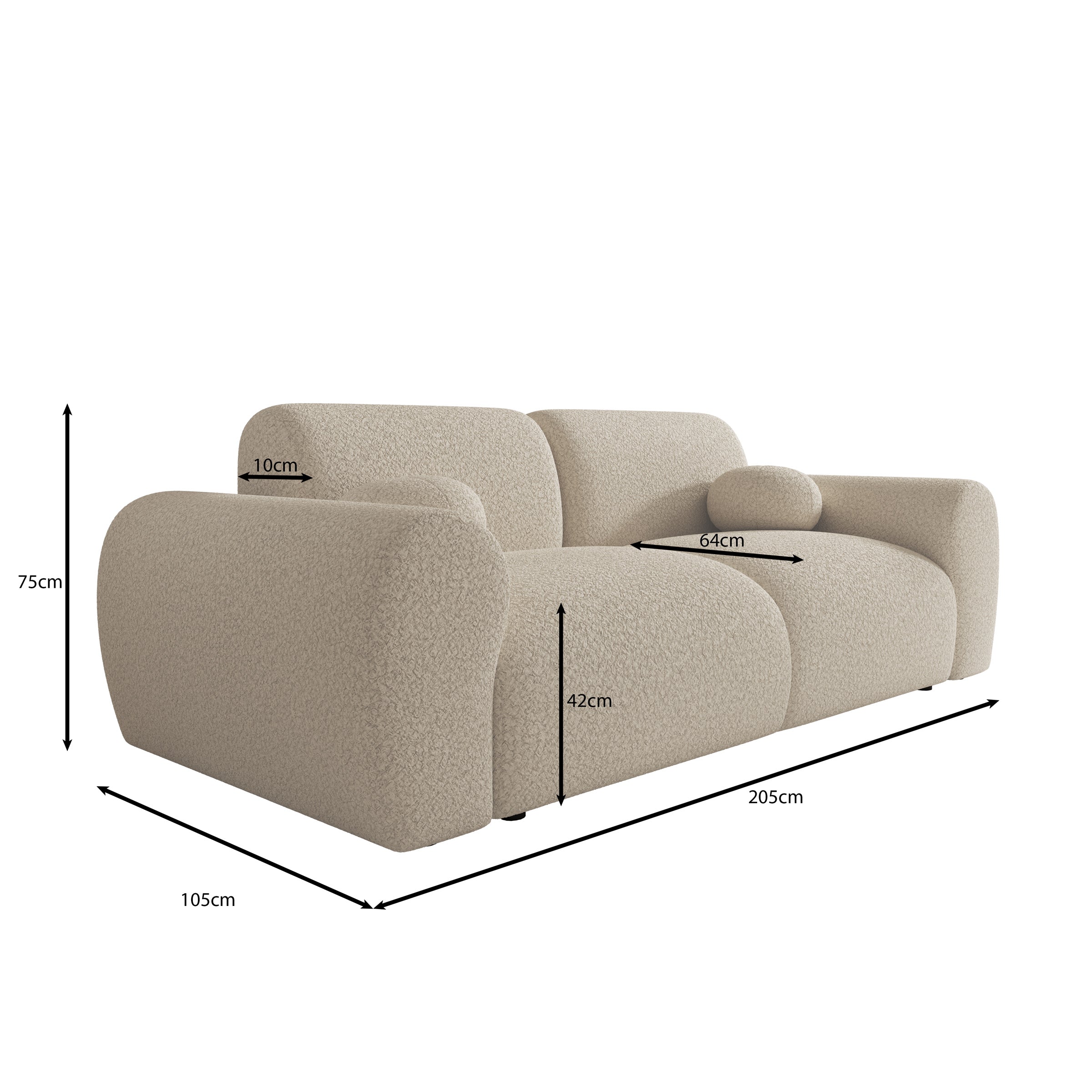 Canyon - 2-zitsbank - Teddystof beige - 205x105x75 cm