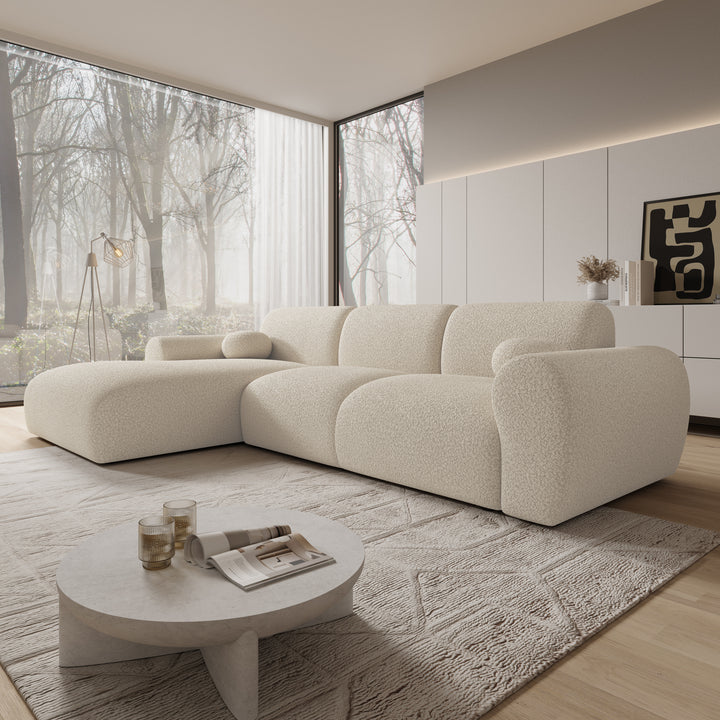 Canyon - Hoekbank 4-zits met chaise longue - Teddystof beige - Links