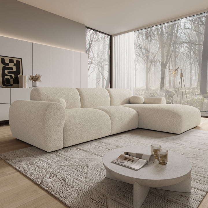 Canyon - Hoekbank 4-zits met chaise longue - Teddystof beige - Rechts