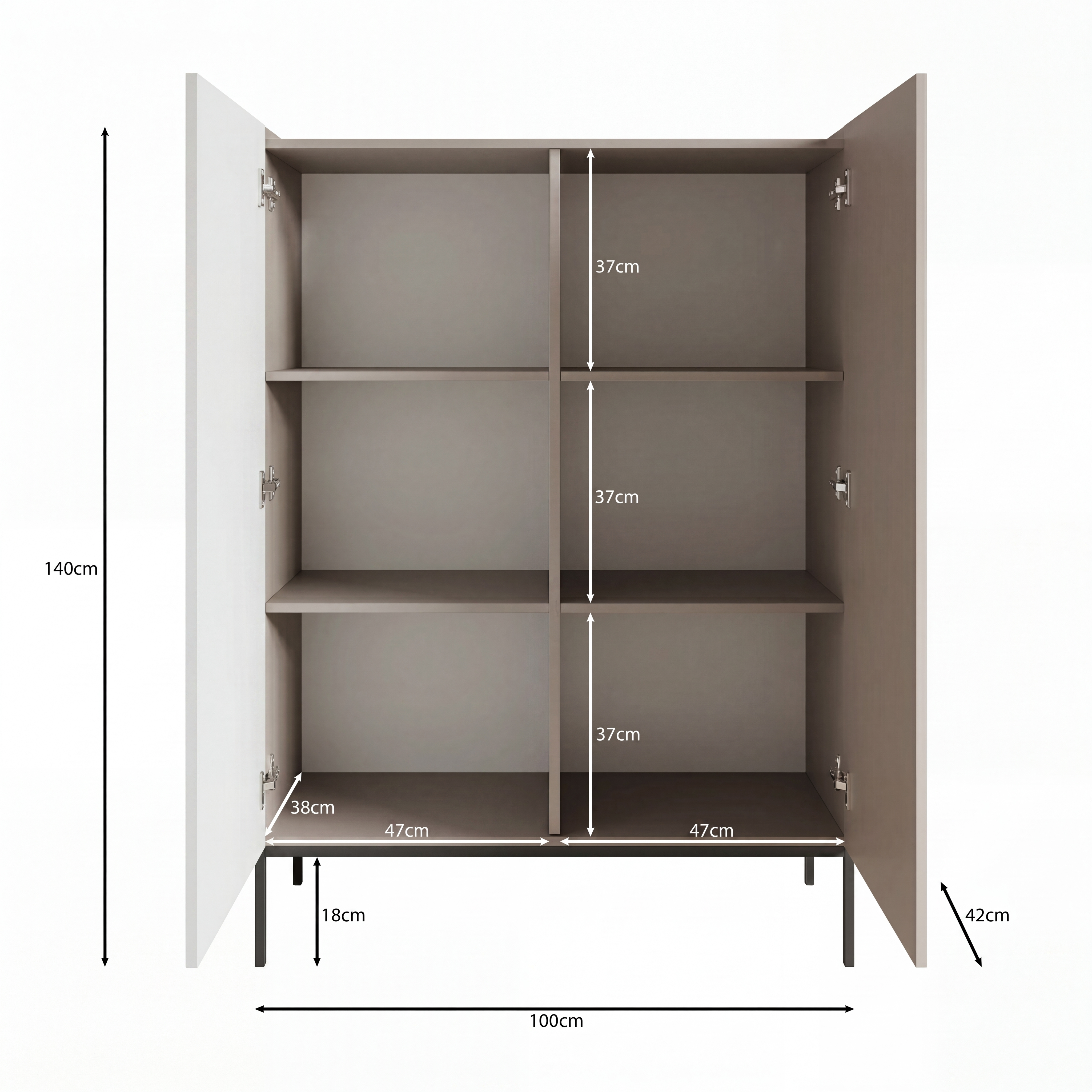 Capri - Dressoir - Beige - 100x42x140 cm