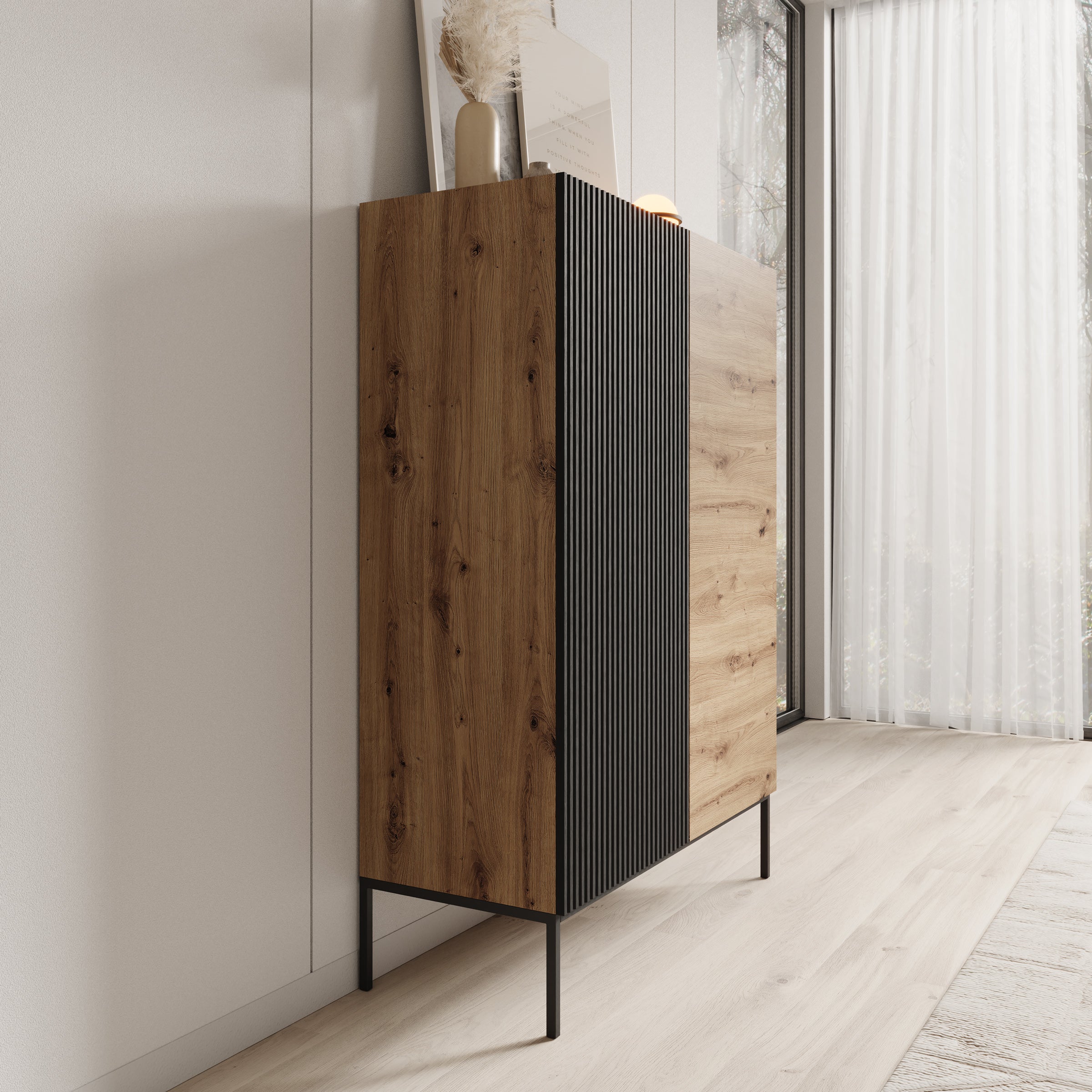 Capri - Dressoir - Eiken - 100x42x140 cm