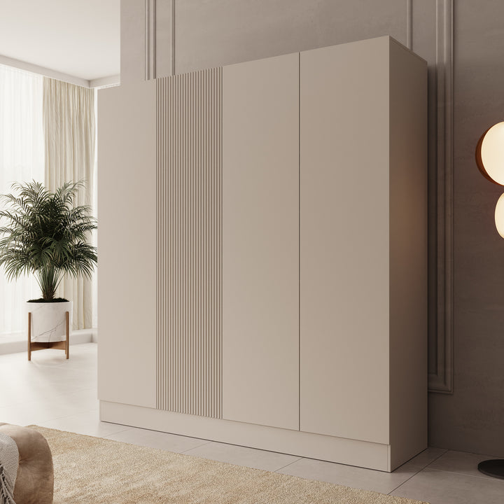 Capri - Kledingkast 4-deurs - Beige - 205x55x220 cm