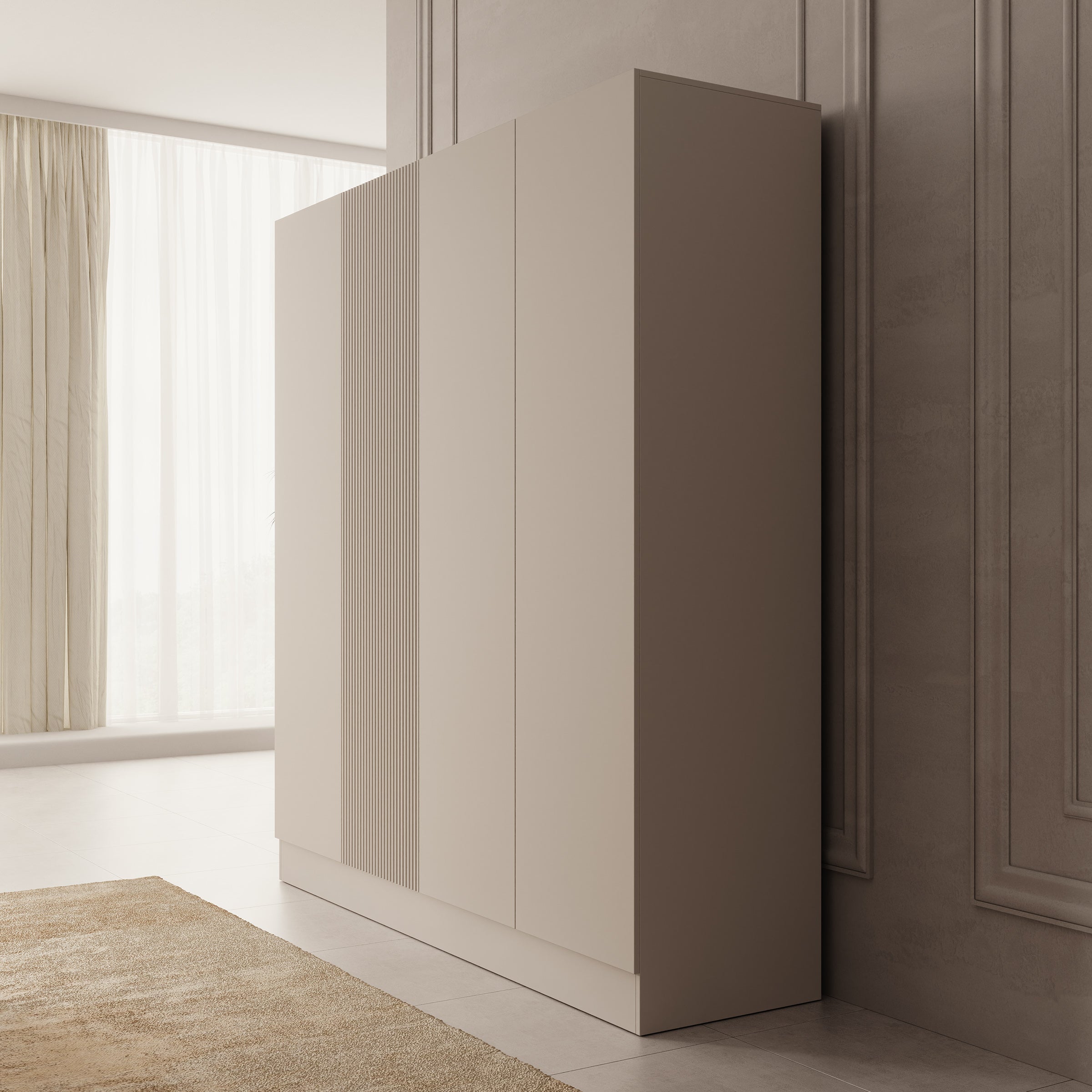 Capri - Kledingkast 4-deurs - Beige - 205x55x220 cm
