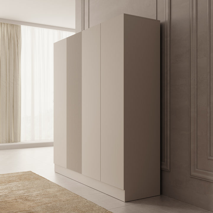 Capri - Kledingkast 4-deurs - Beige - 205x55x220 cm