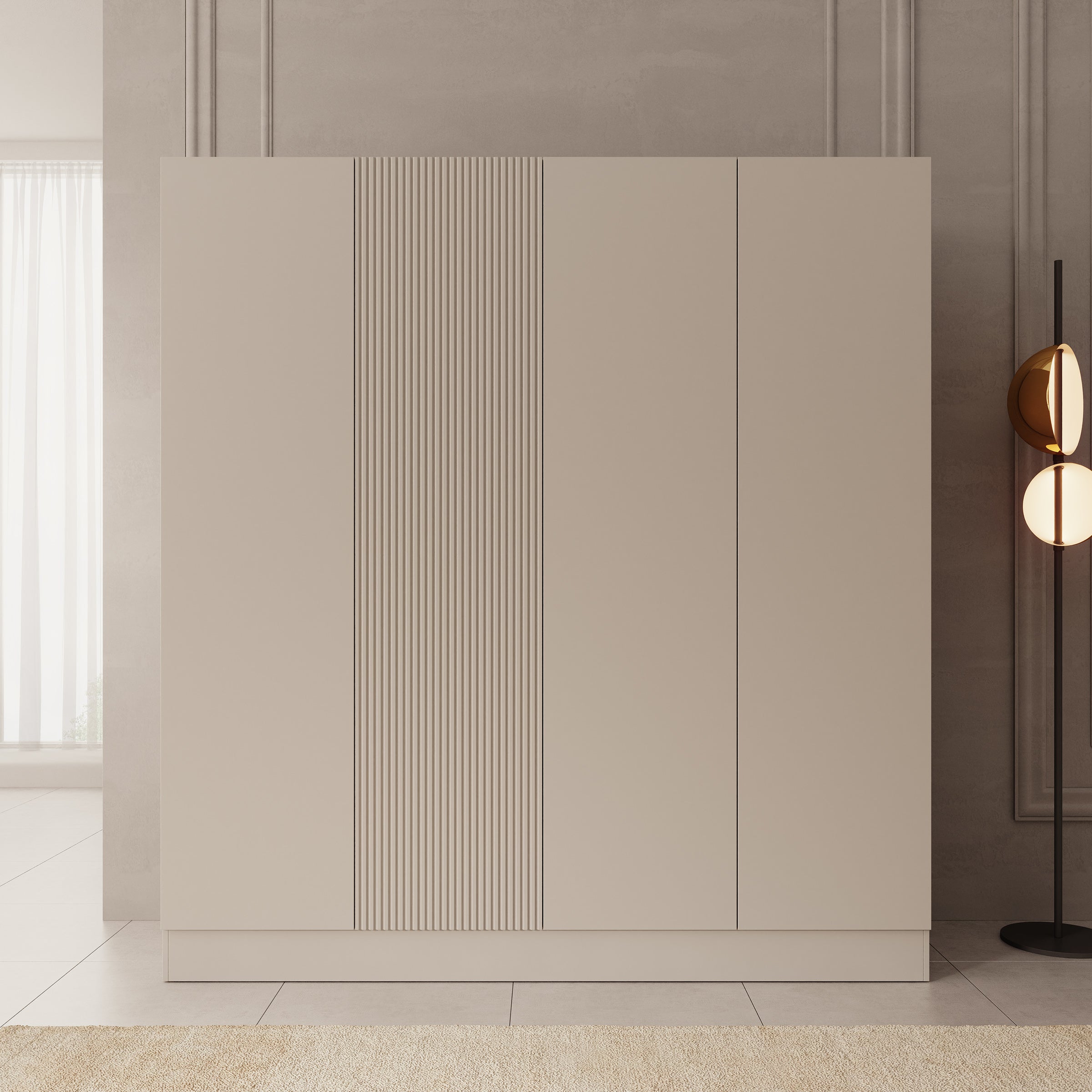 Capri - Kledingkast 4-deurs - Beige - 205x55x220 cm