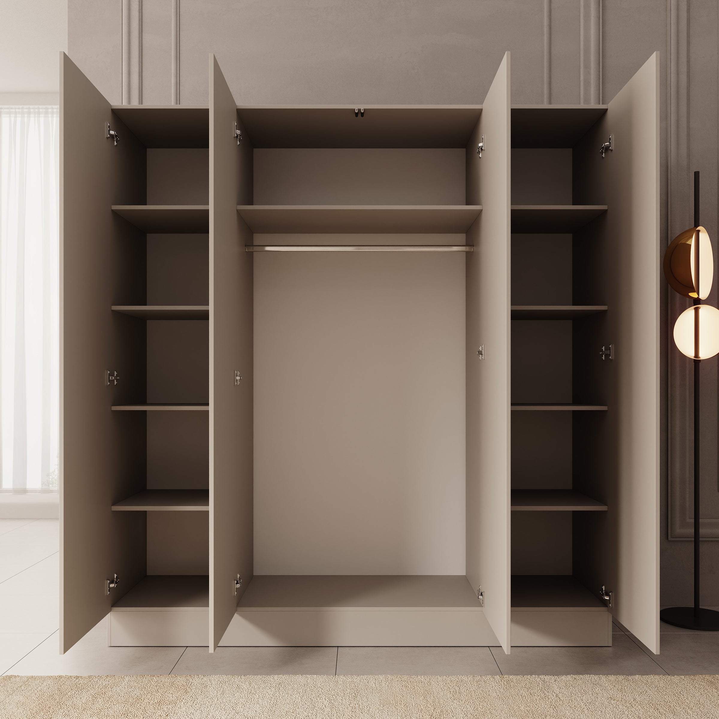 Capri - Kledingkast 4-deurs - Beige - 205x55x220 cm