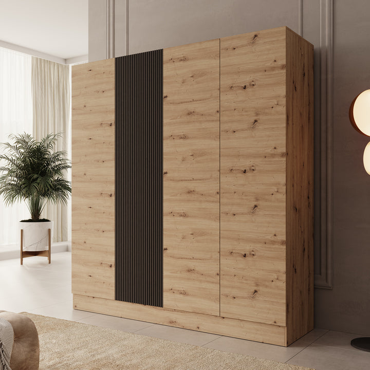 Capri - Kledingkast 4-deurs - Eiken - 205x55x220 cm