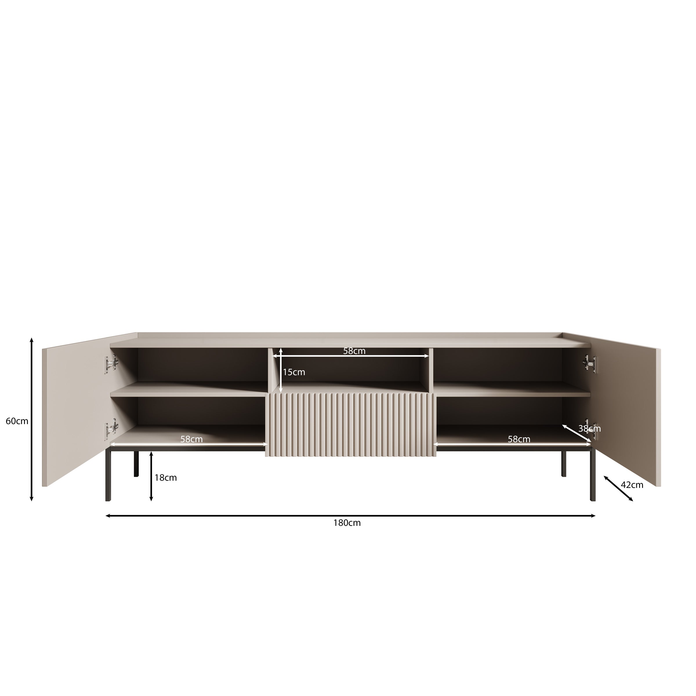 Capri - TV-Meubel - Beige - 180x42x60 cm