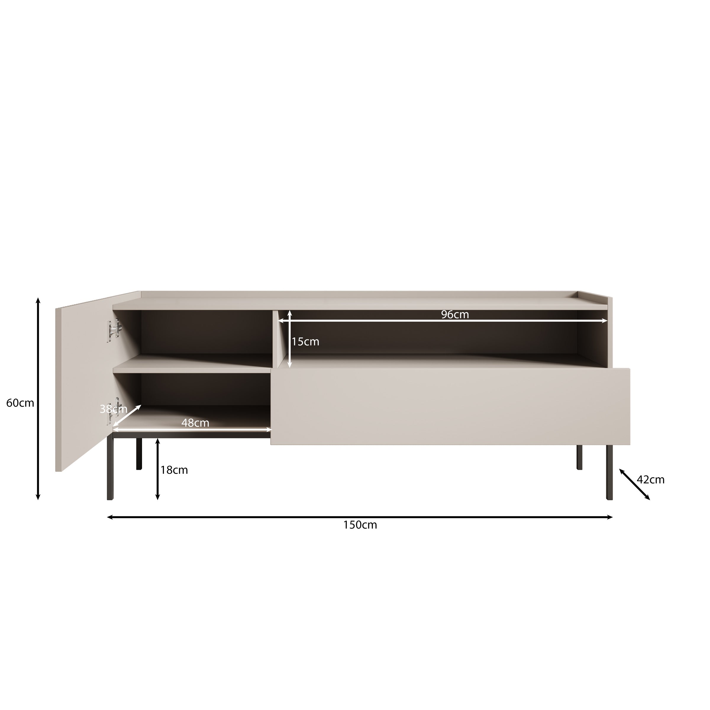 Capri - TV-Meubel - Eiken - 150x42x60 cm
