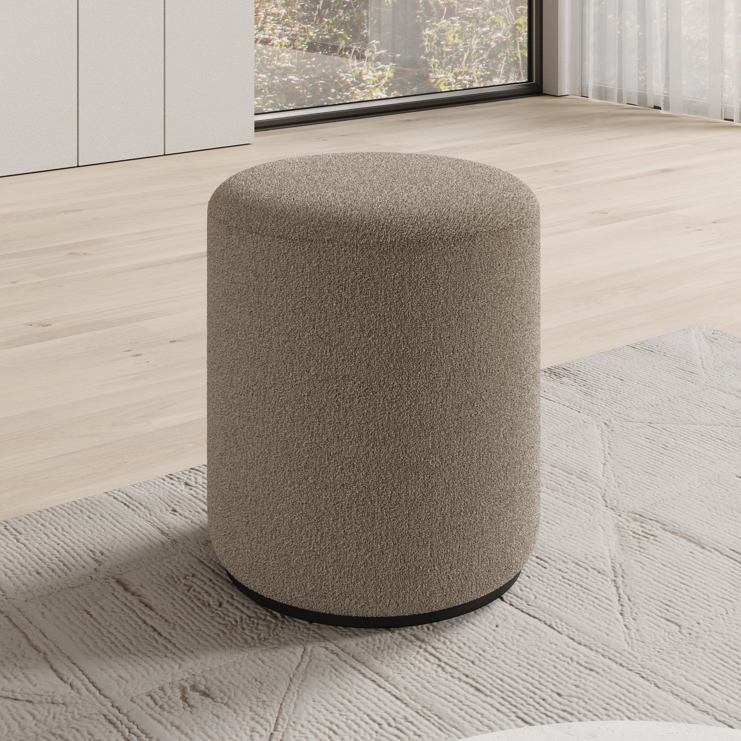 Caracas - Poef - Stof beige - 41x41x44 cm