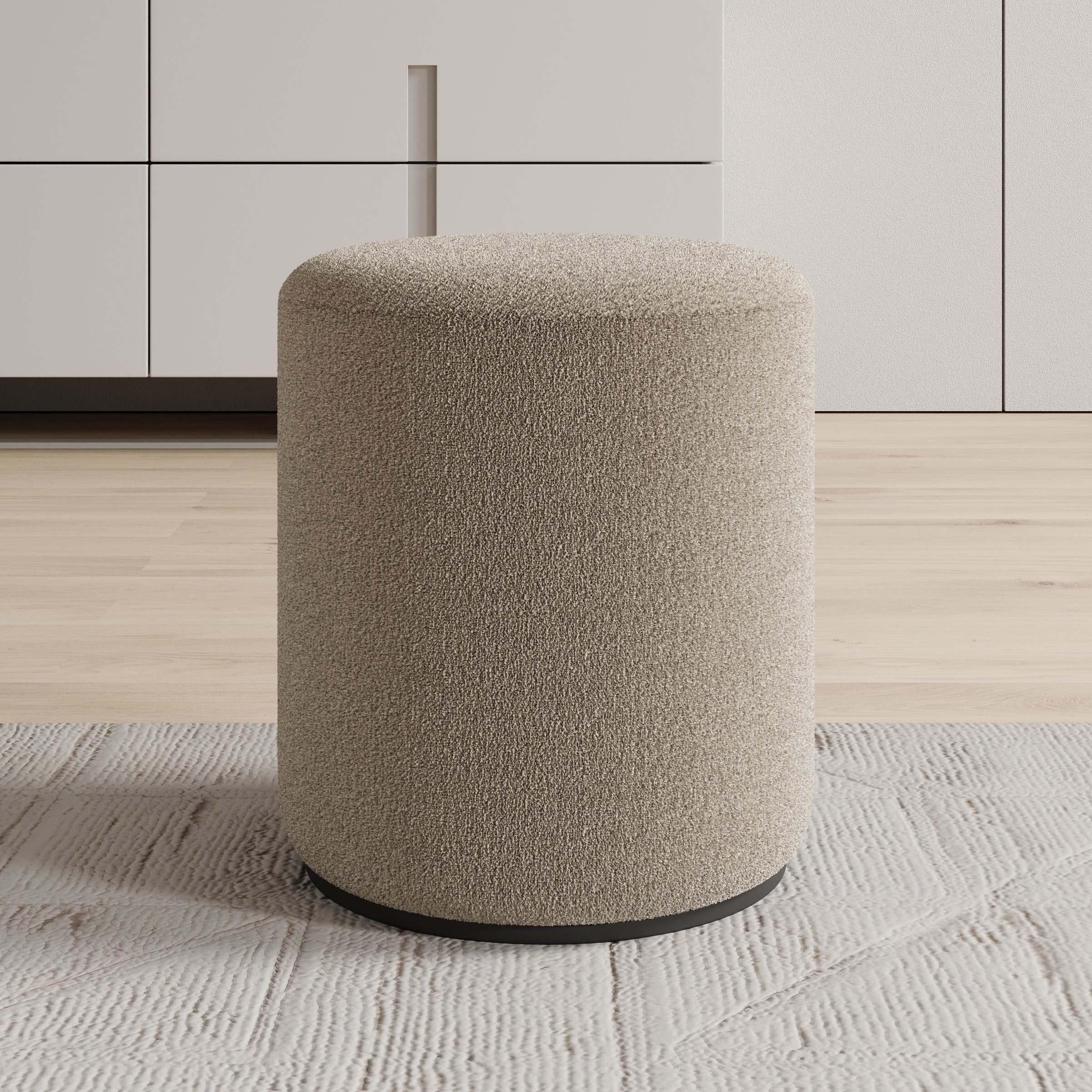Caracas - Poef - Stof beige - 41x41x44 cm