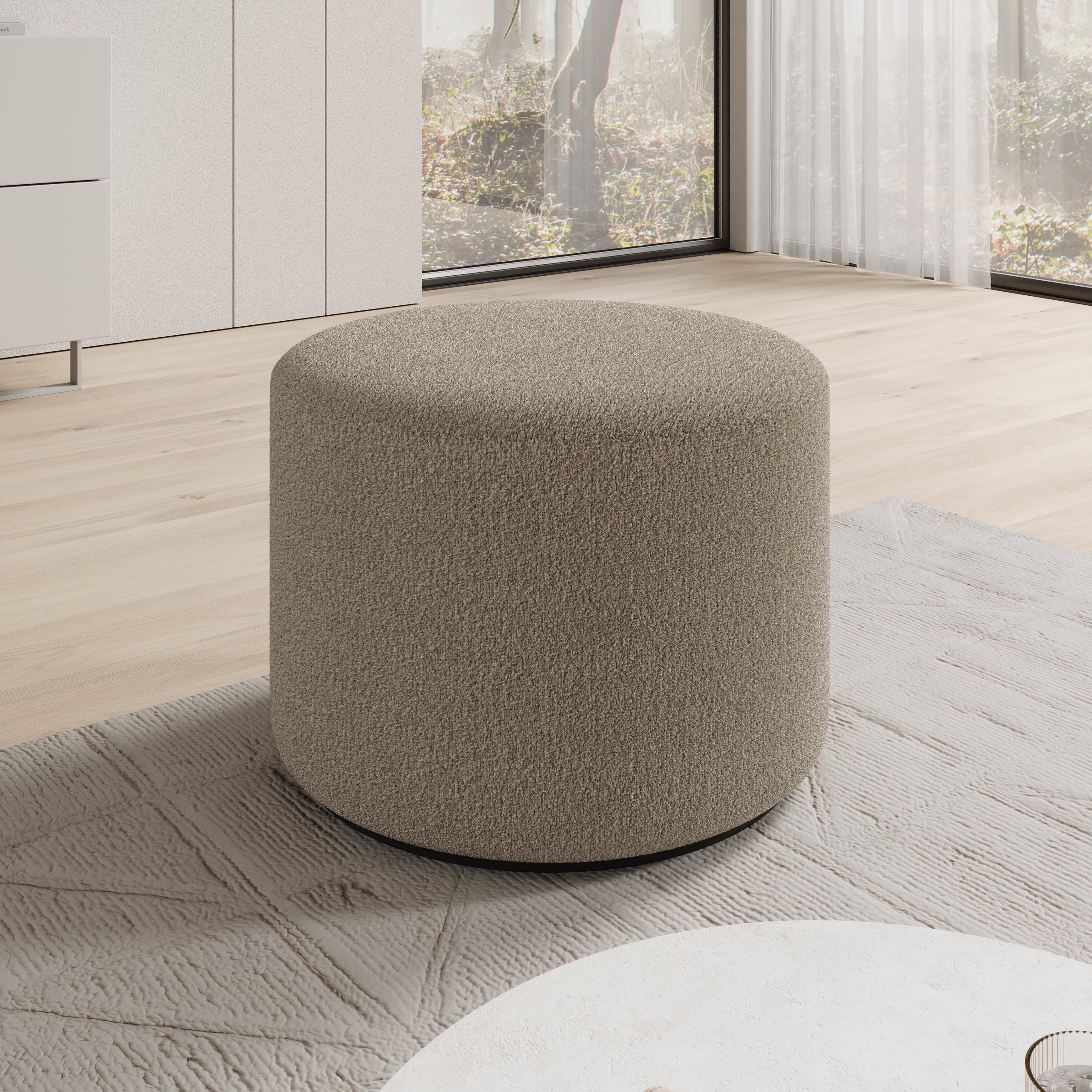 Caracas - Poef - Stof beige - 61x61x44 cm