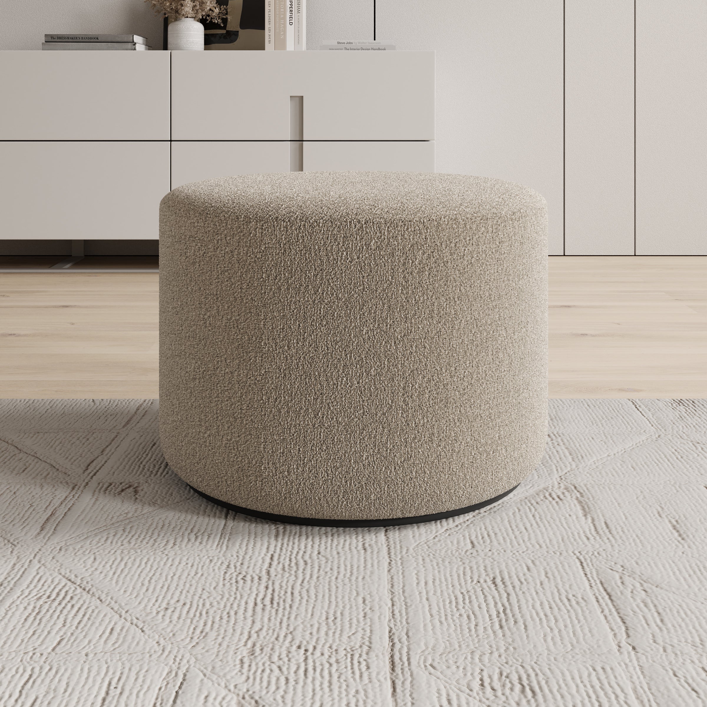 Caracas - Poef - Stof beige - 61x61x44 cm