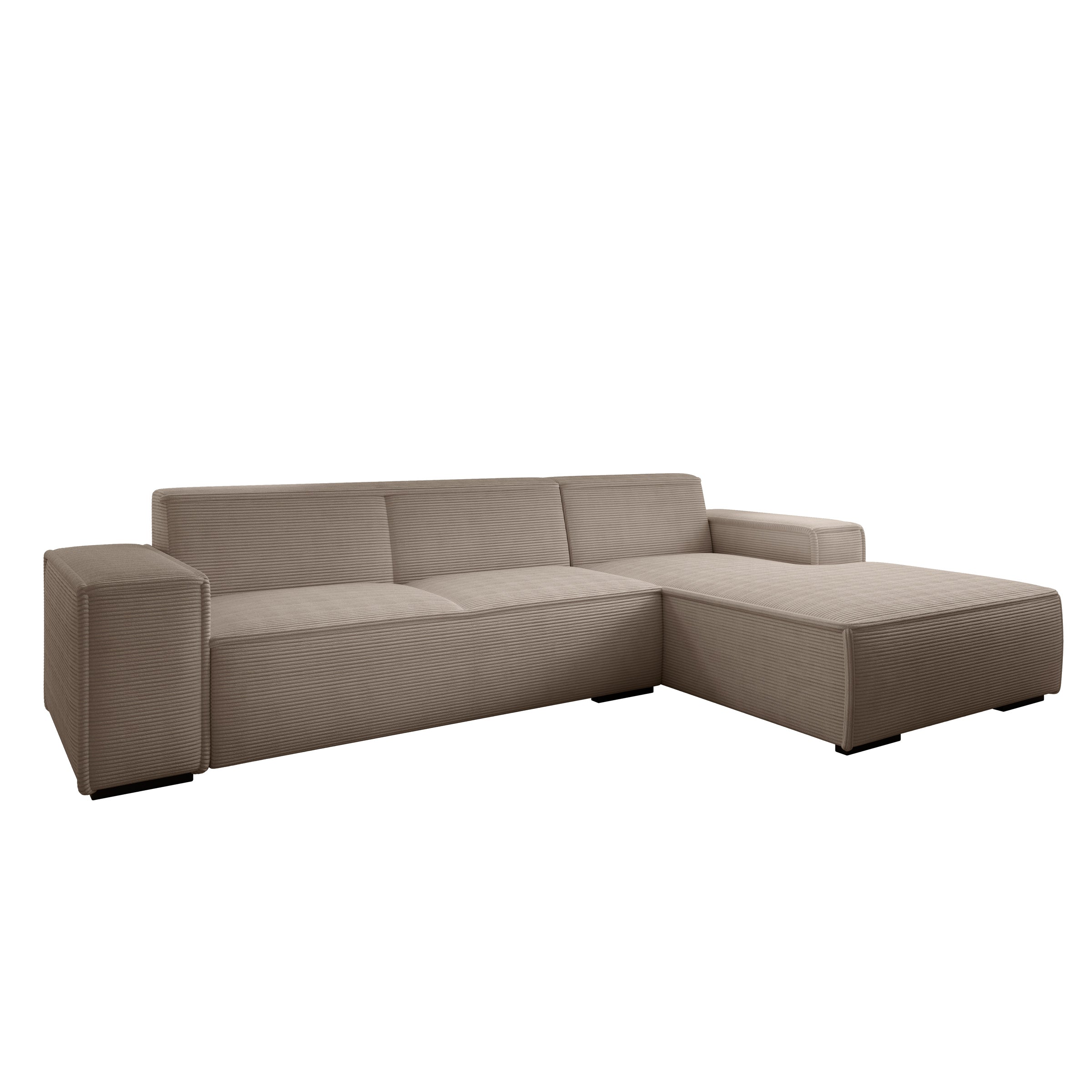 Cardiff - Hoekbank 3-zits met chaise longue - Ribstof bruin - Rechts