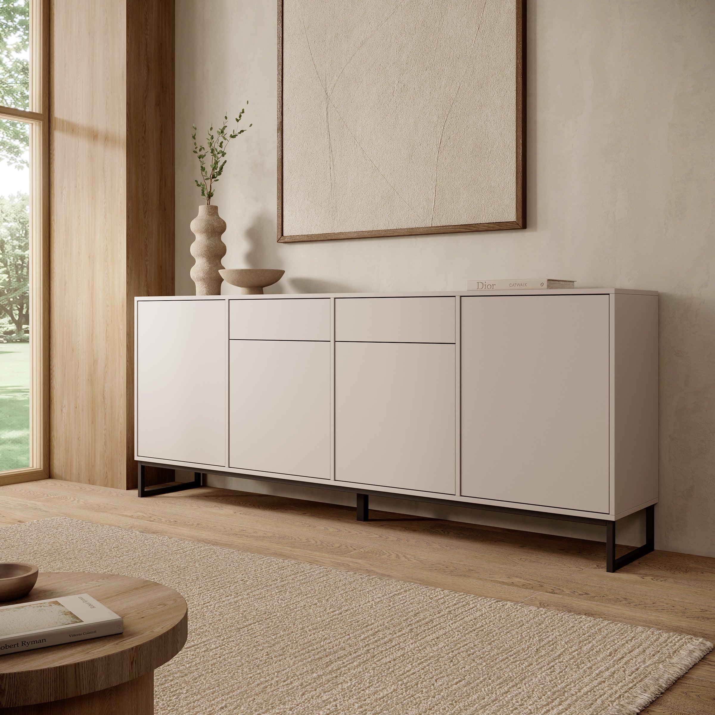 Cavero - Dressoir - Beige - 209x37x83 cm
