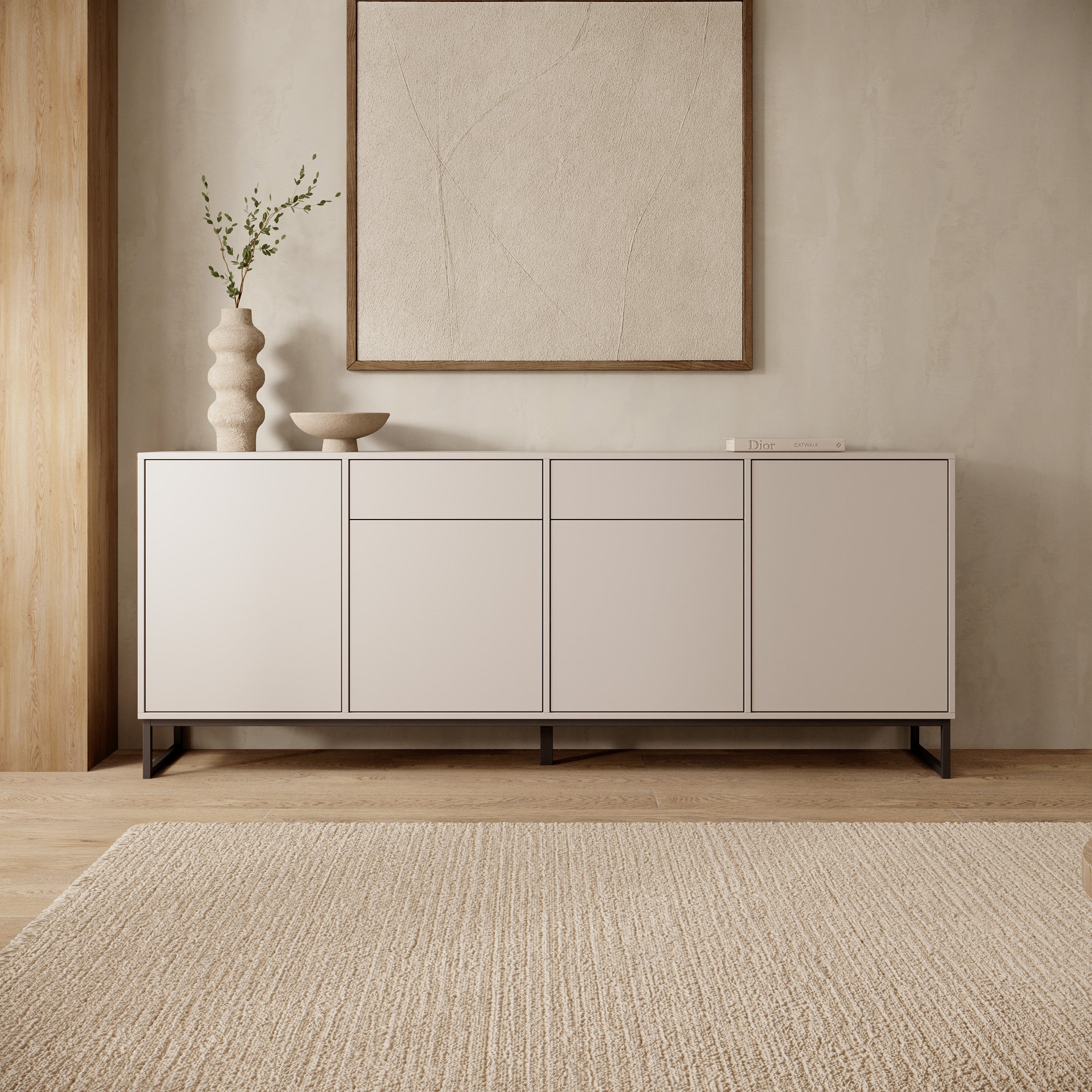 Cavero - Dressoir - Beige - 209x37x83 cm