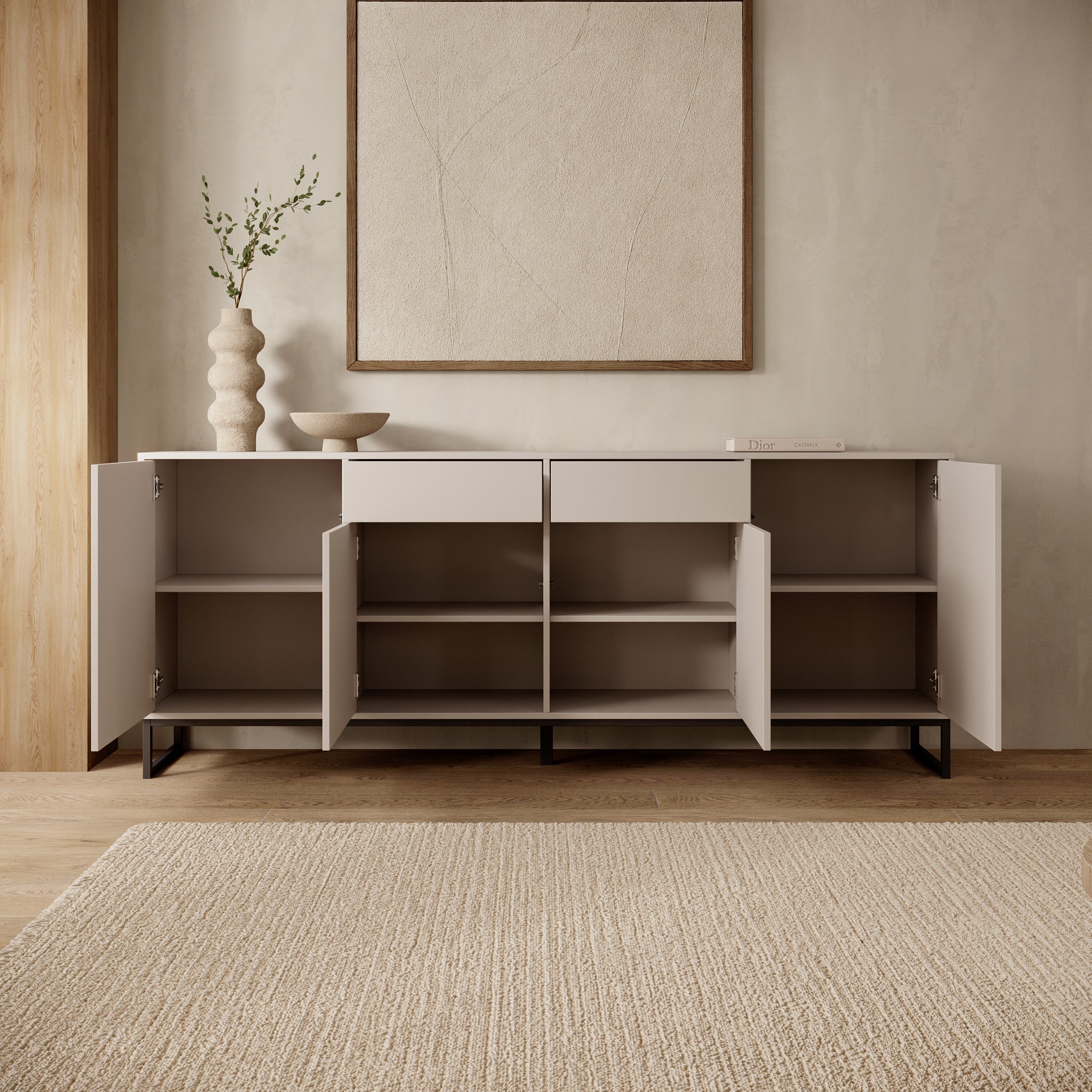 Cavero - Dressoir - Beige - 209x37x83 cm