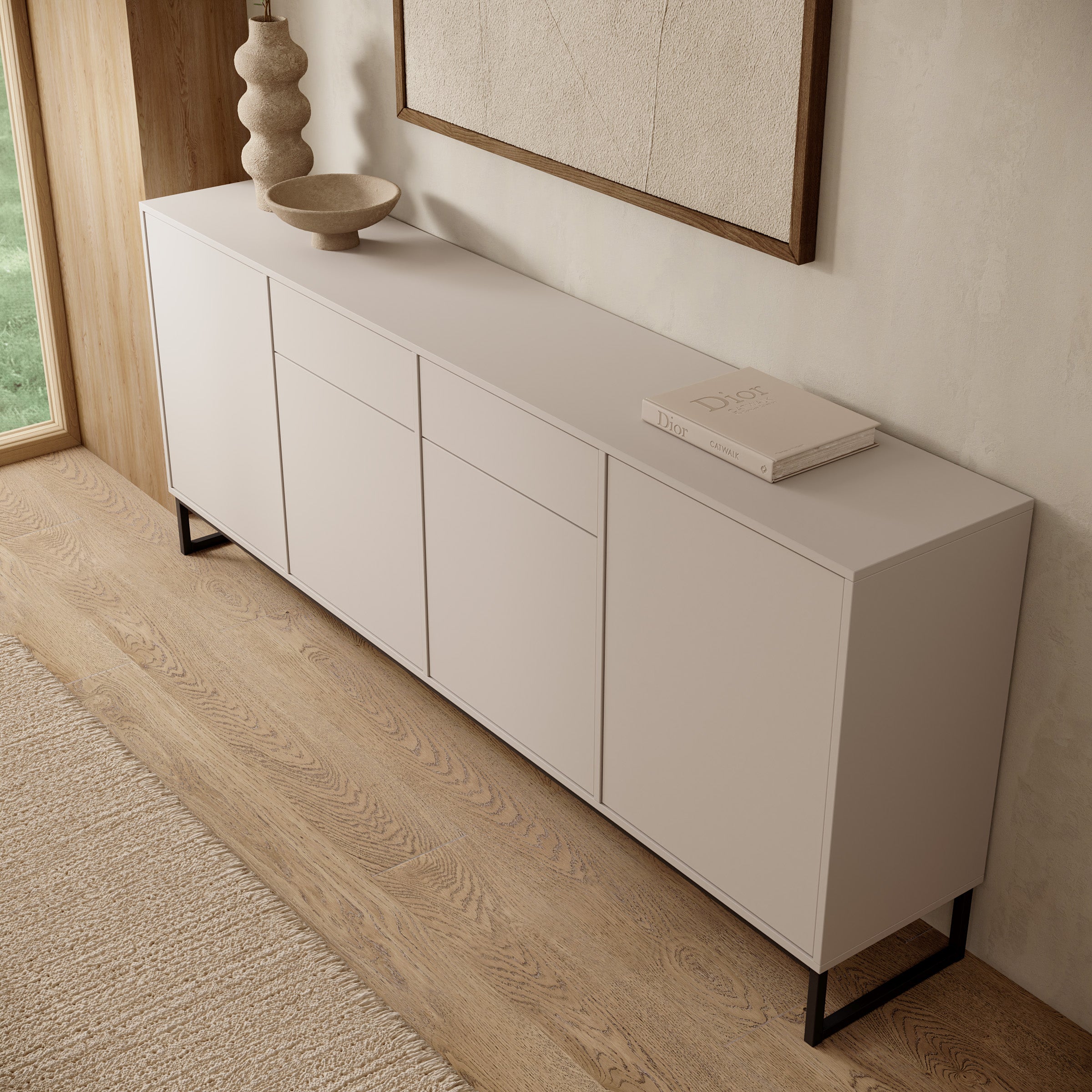 Cavero - Dressoir - Beige - 209x37x83 cm