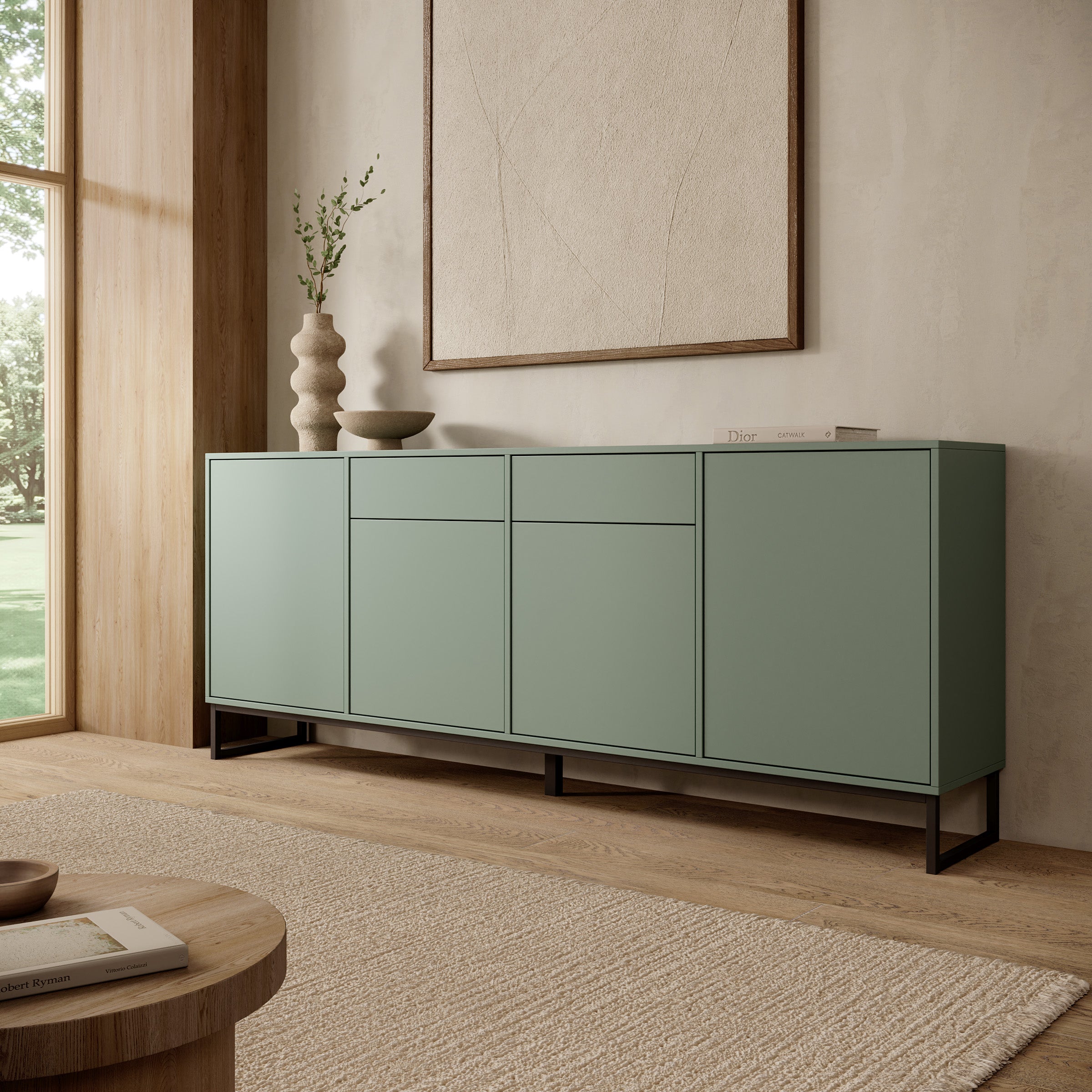 Cavero - Dressoir - Groen - 209x37x83 cm
