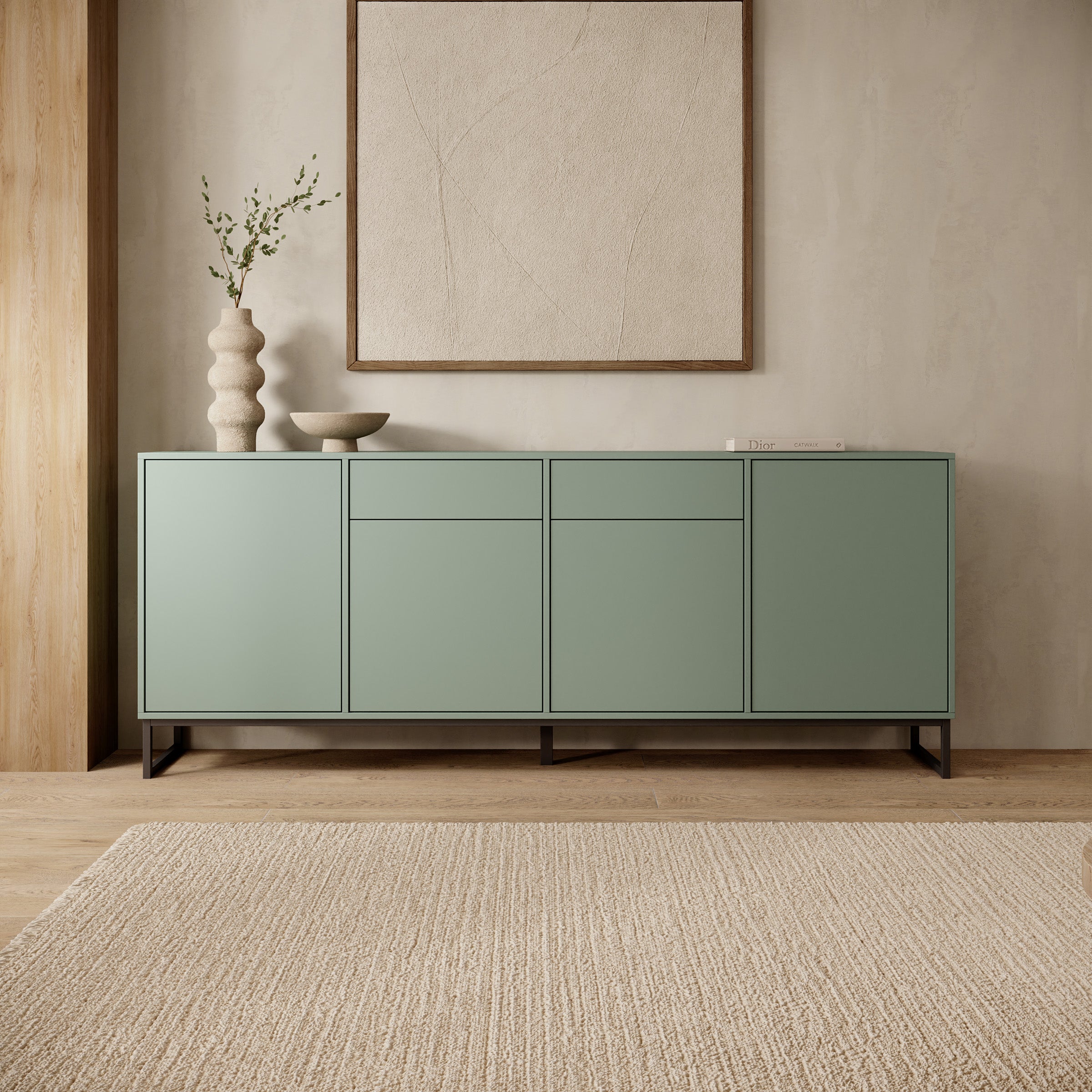 Cavero - Dressoir - Groen - 209x37x83 cm