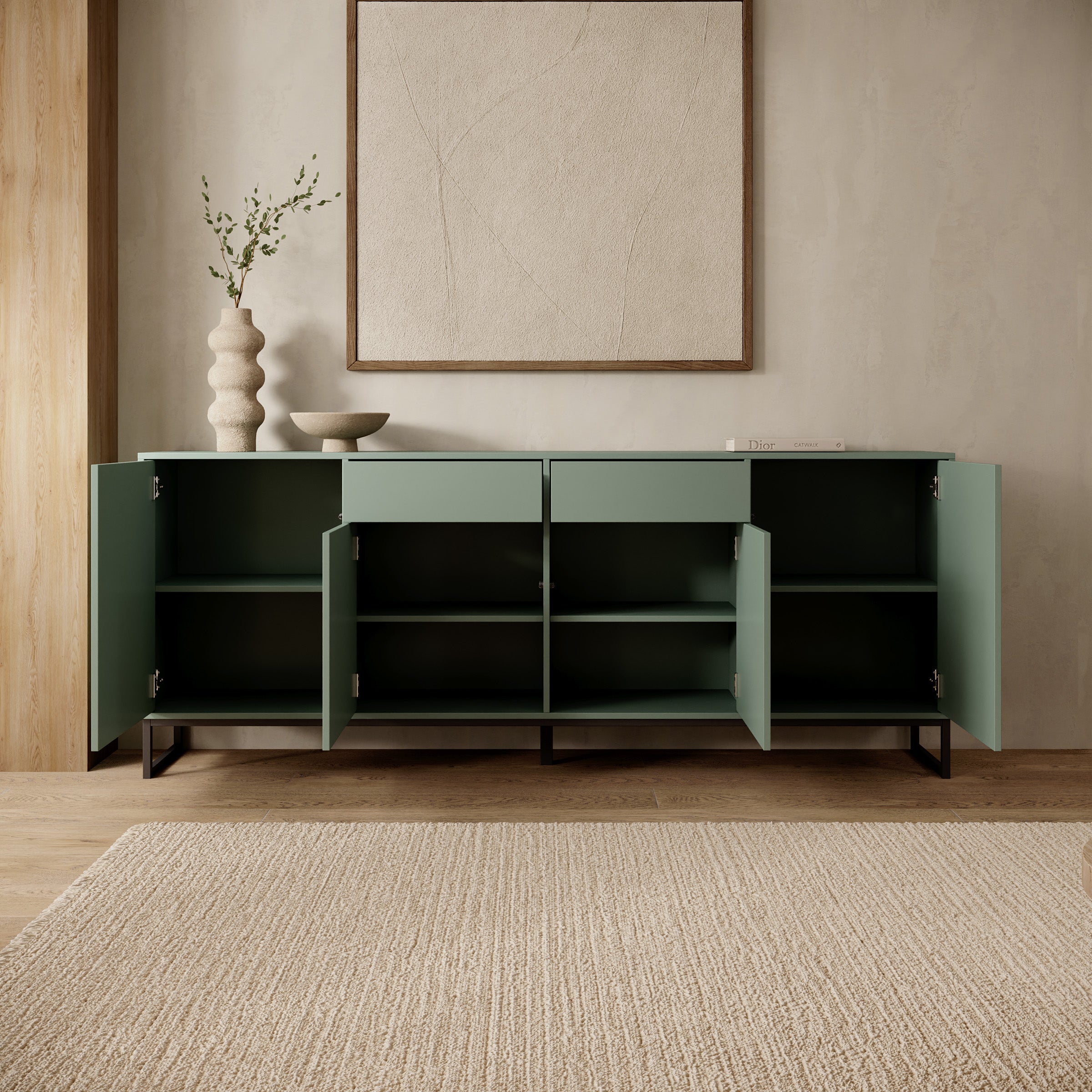 Cavero - Dressoir - Groen - 209x37x83 cm