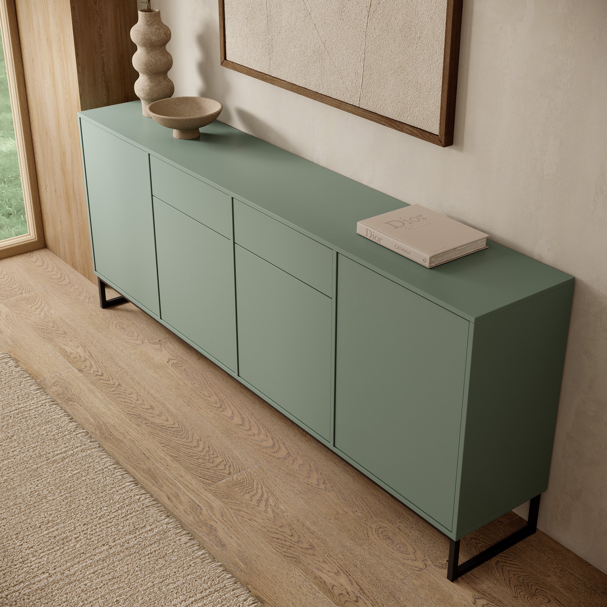 Cavero - Dressoir - Groen - 209x37x83 cm