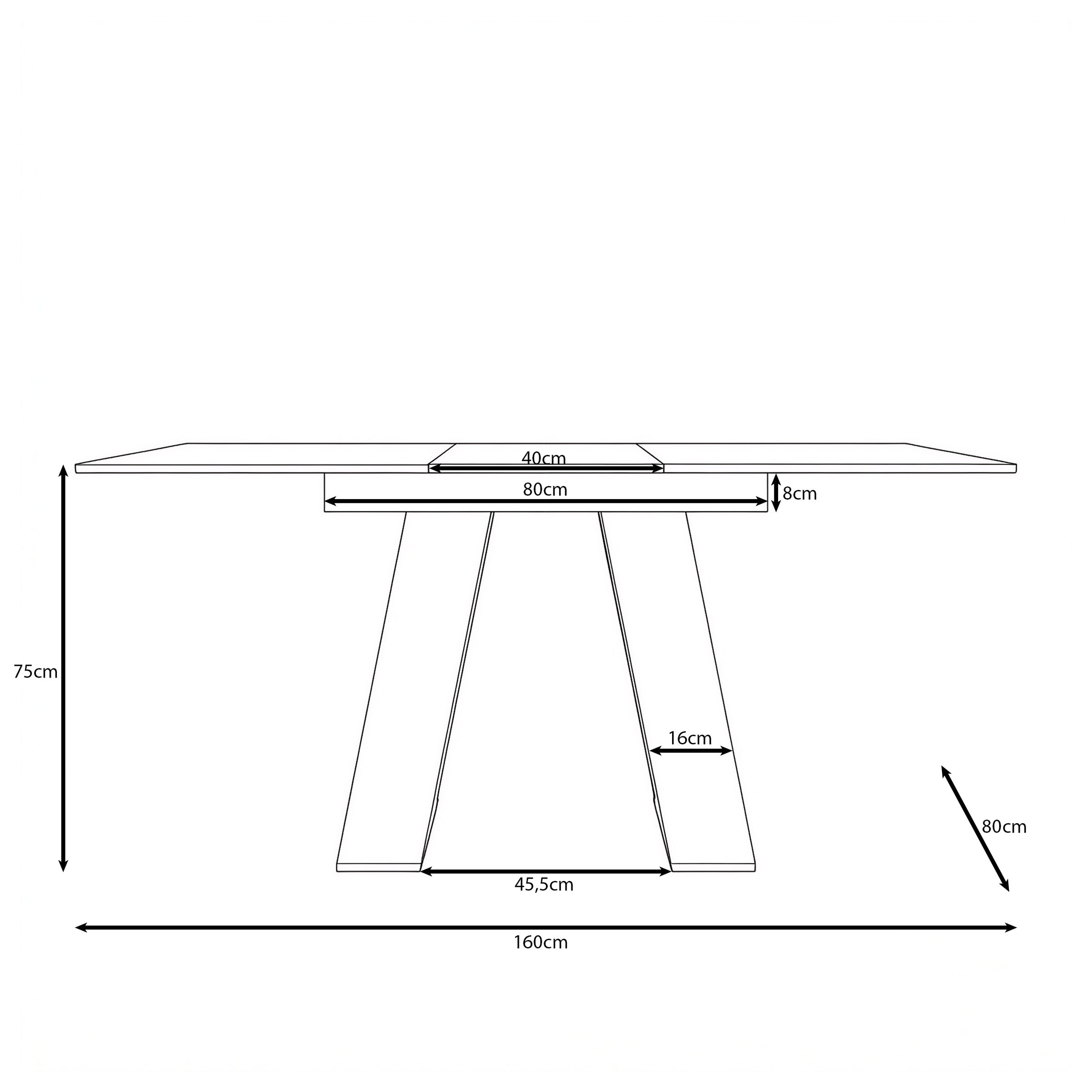 Cavero - Eetkamertafel  - Uitschuifbaar - Beige - 120-160x80x75 cm
