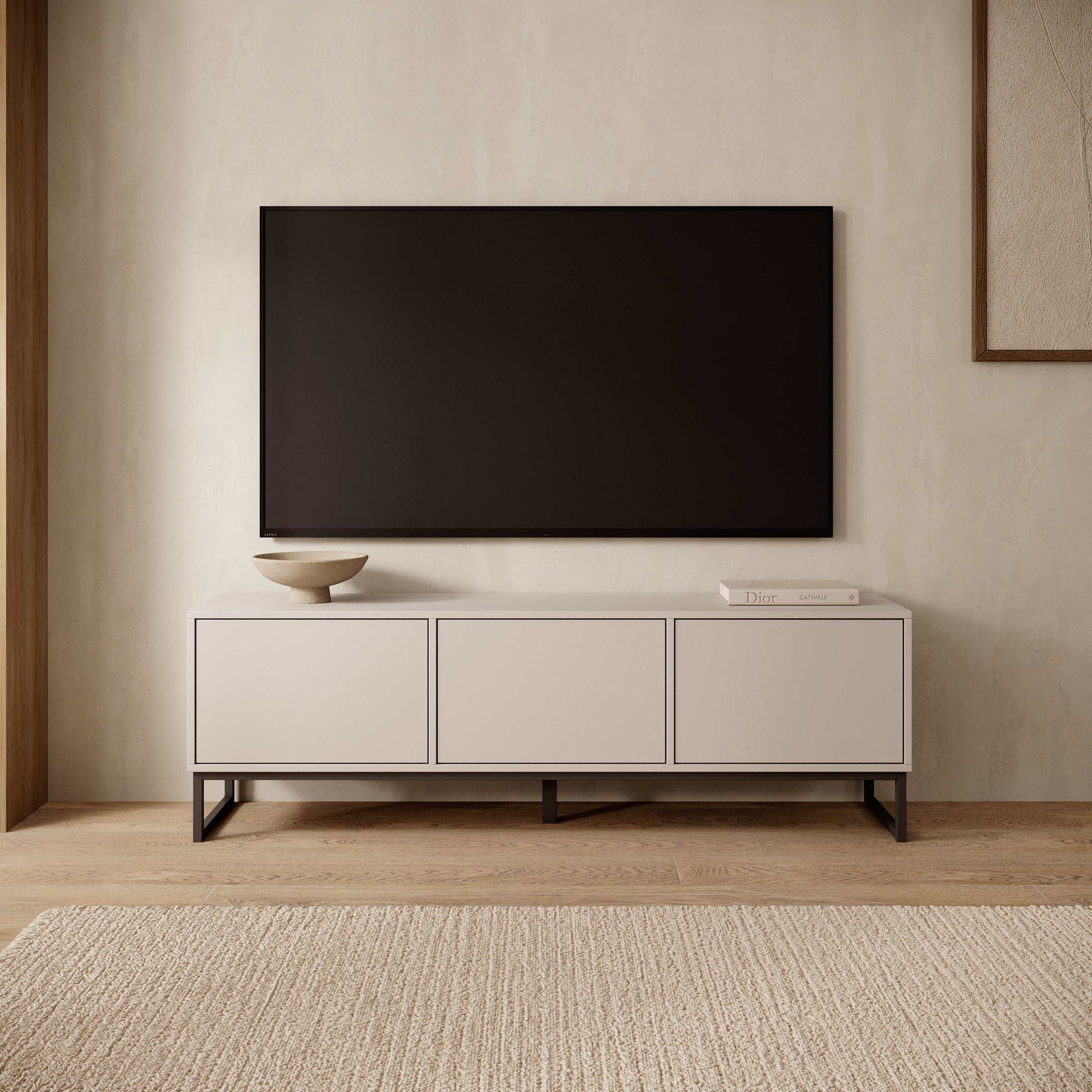 Cavero - TV-Meubel - Beige - 157x37x50 cm