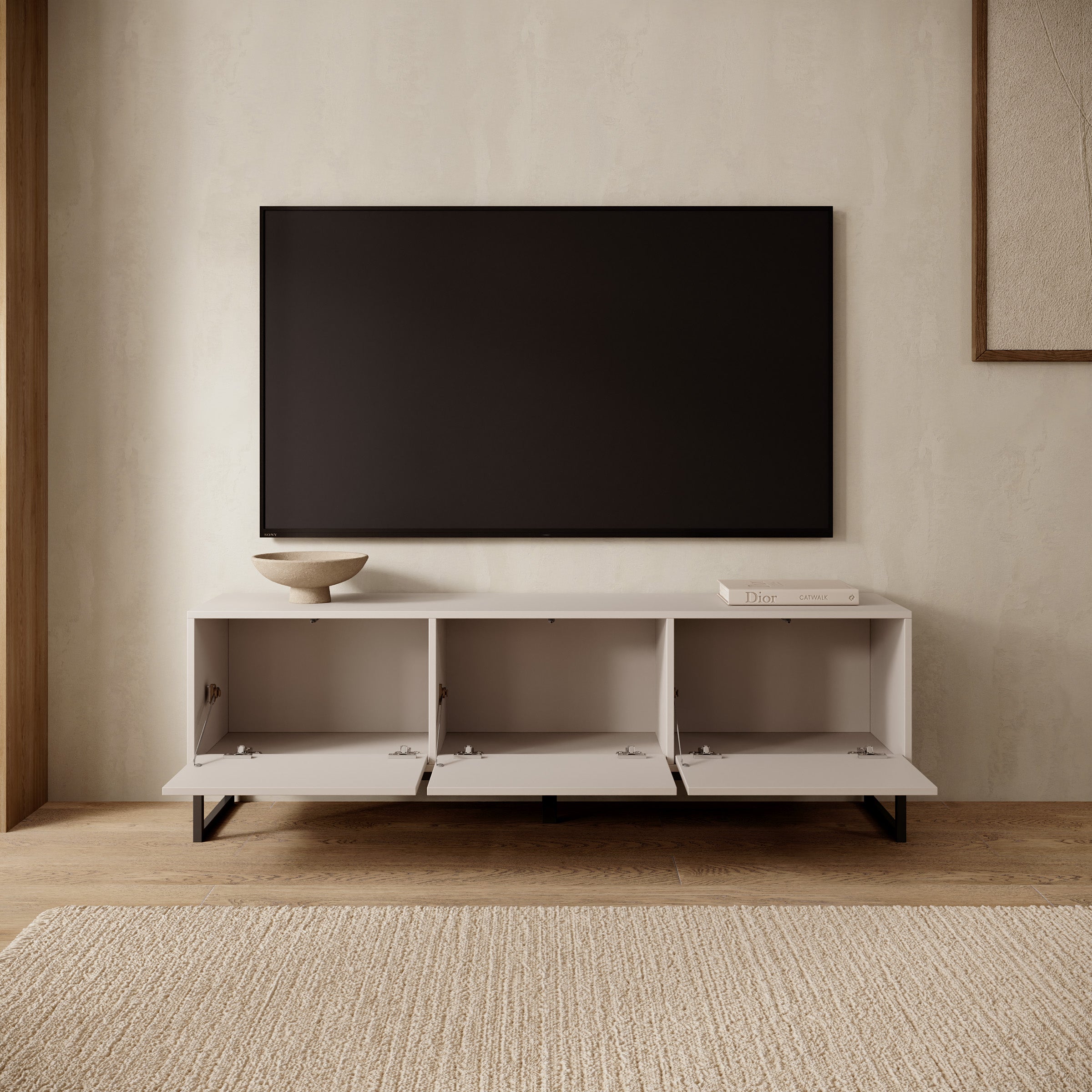 Cavero - TV-Meubel - Beige - 157x37x50 cm
