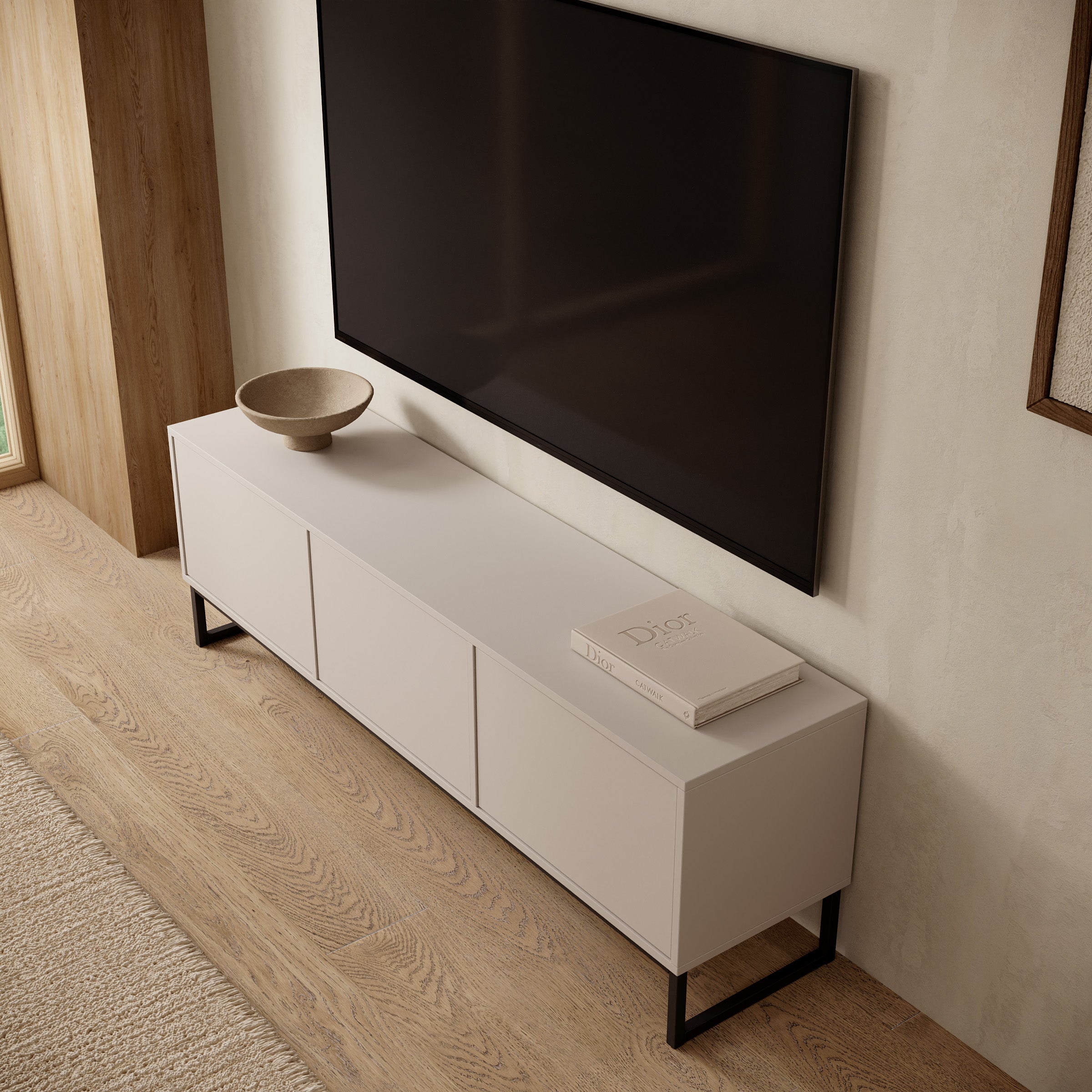 Cavero - TV-Meubel - Beige - 157x37x50 cm