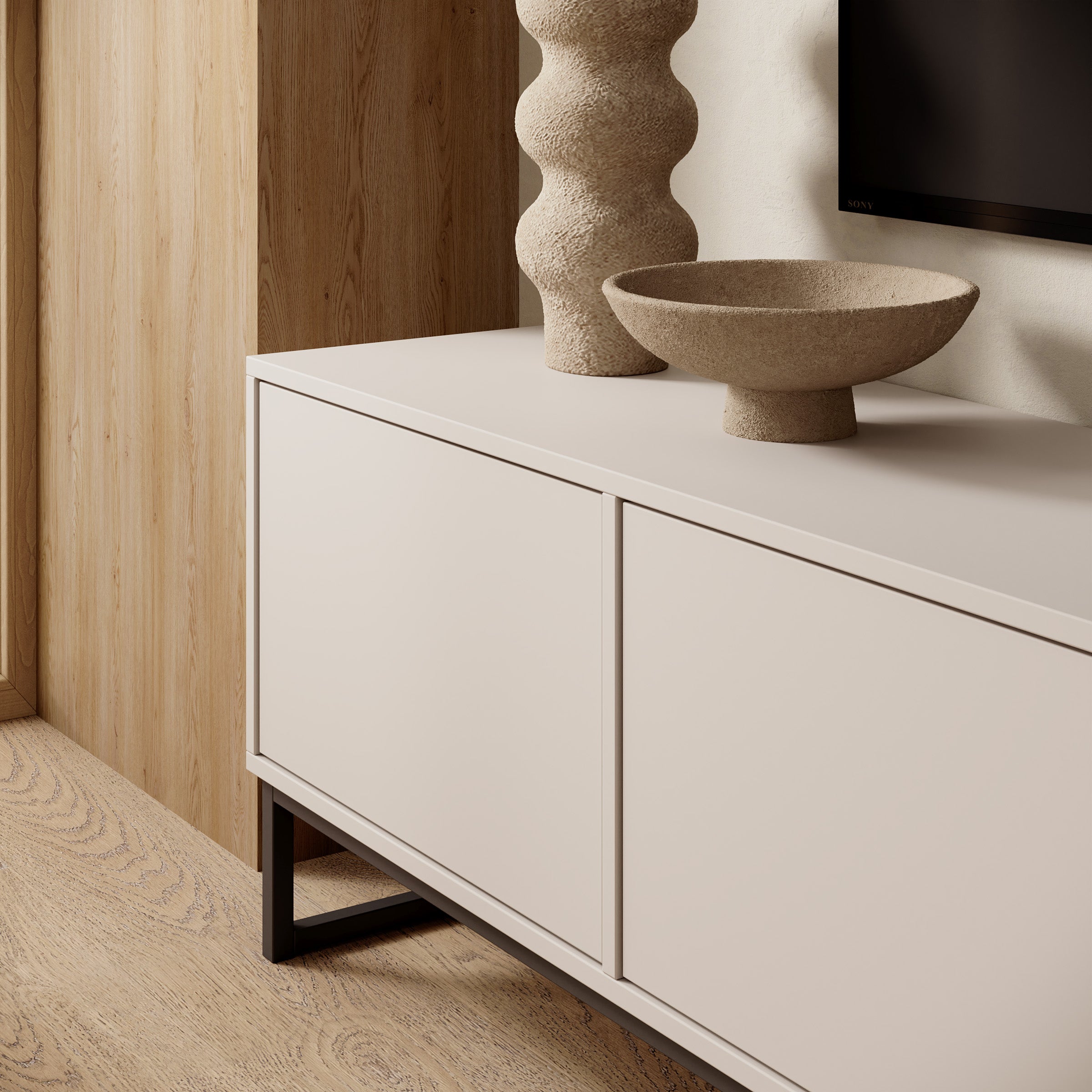 Cavero - TV-Meubel - Beige - 209x37x50 cm