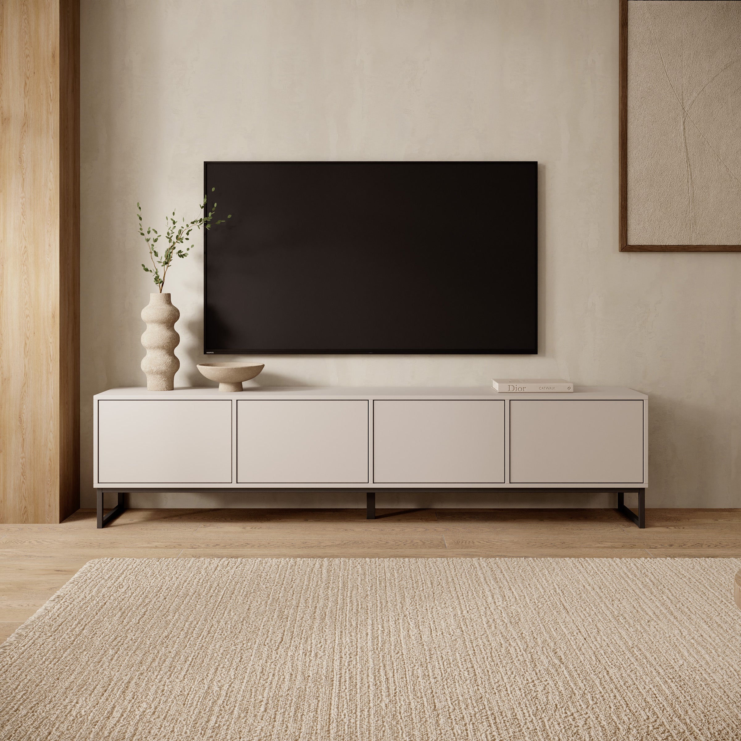 Cavero - TV-Meubel - Beige - 209x37x50 cm